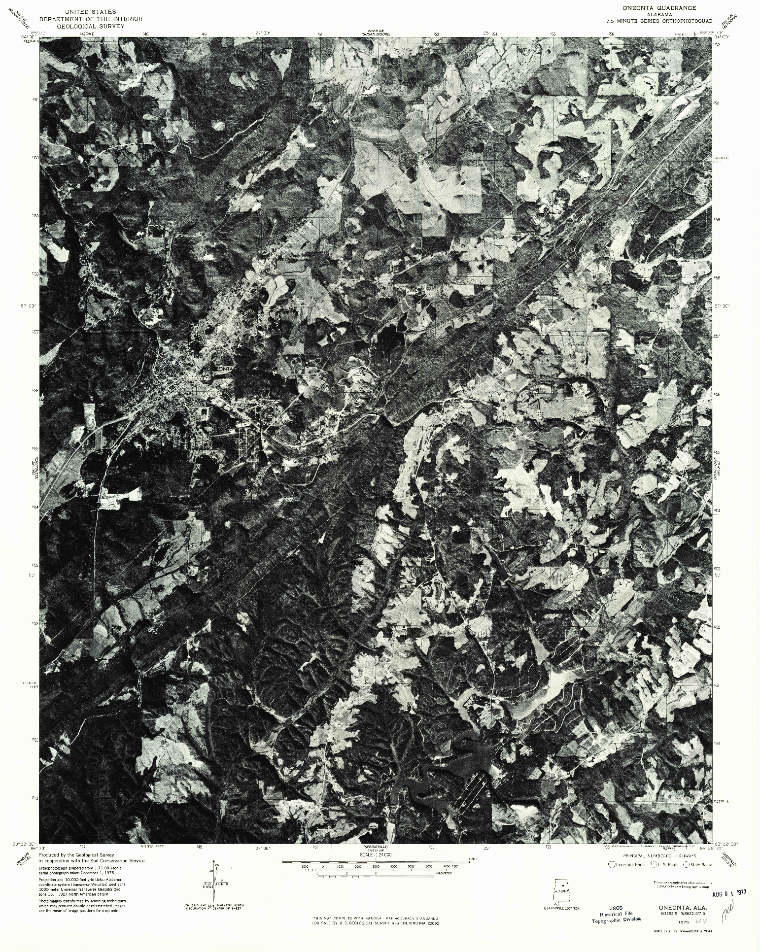 USGS 1:24000-SCALE QUADRANGLE FOR ONEONTA, AL 1975