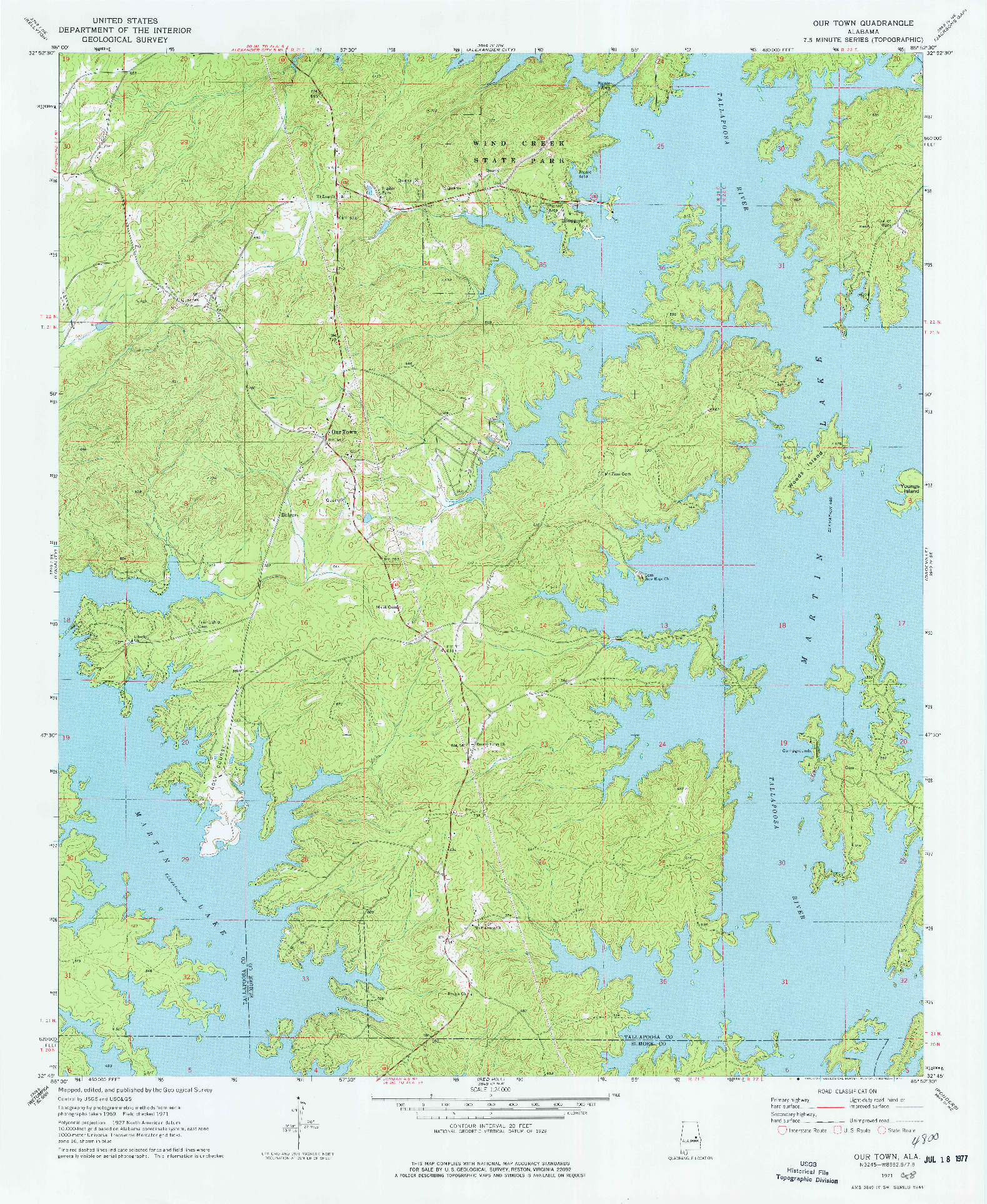 USGS 1:24000-SCALE QUADRANGLE FOR OUR TOWN, AL 1971