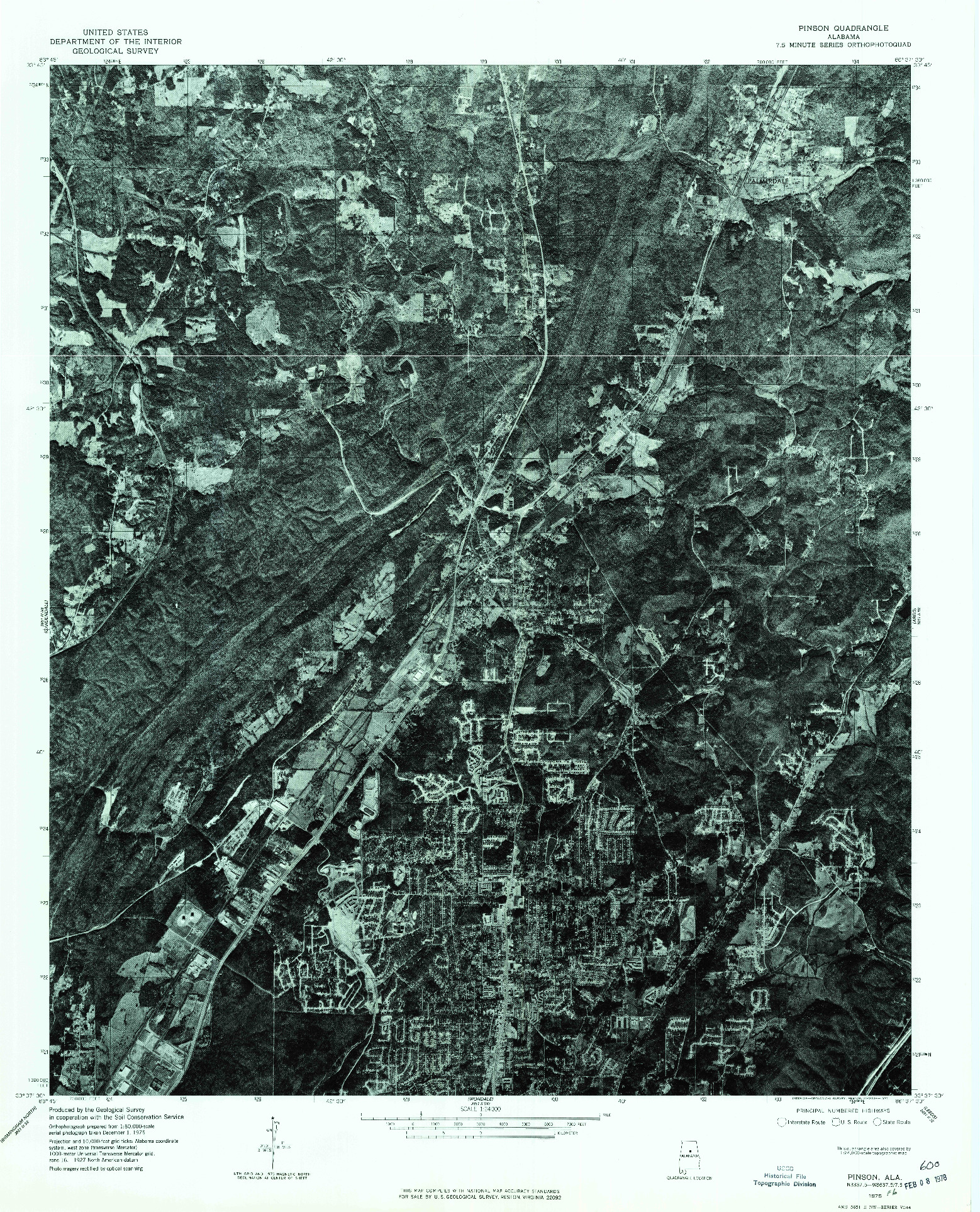 USGS 1:24000-SCALE QUADRANGLE FOR PINSON, AL 1975