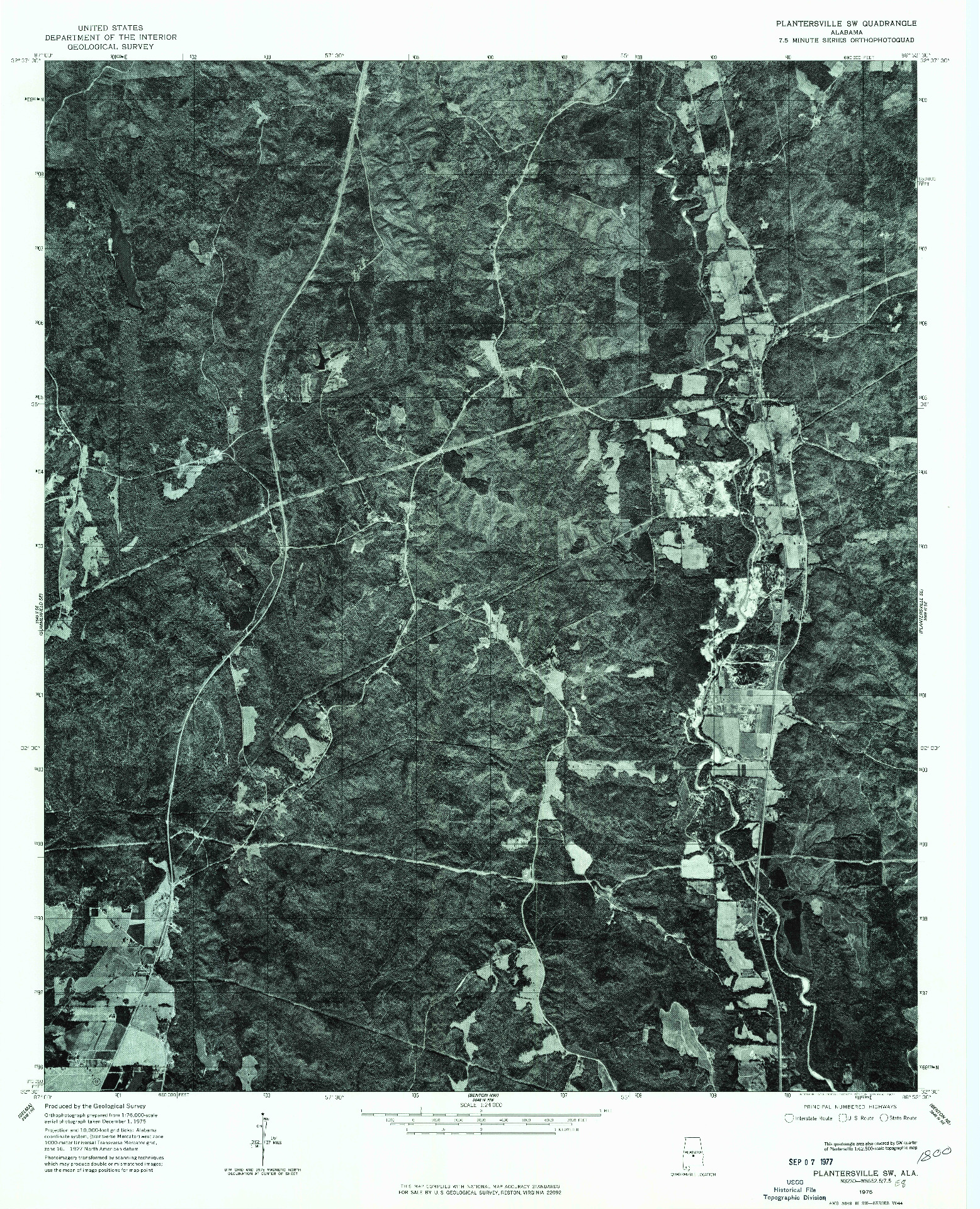 USGS 1:24000-SCALE QUADRANGLE FOR PLANTERSVILLE SW, AL 1975