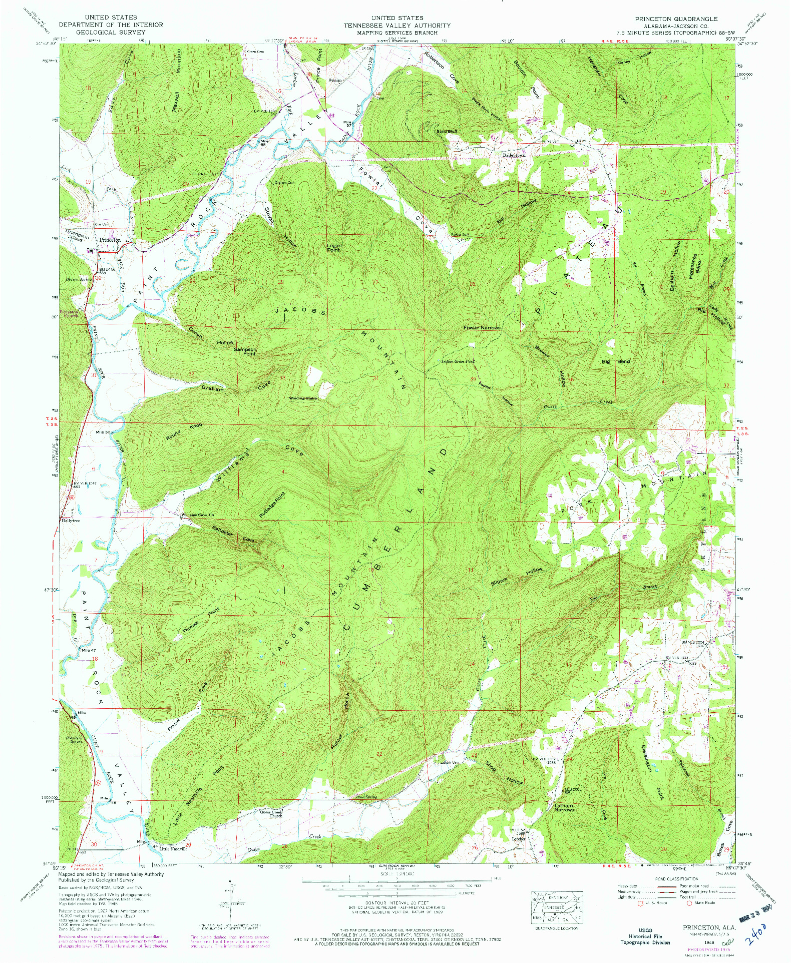 USGS 1:24000-SCALE QUADRANGLE FOR PRINCETON, AL 1948