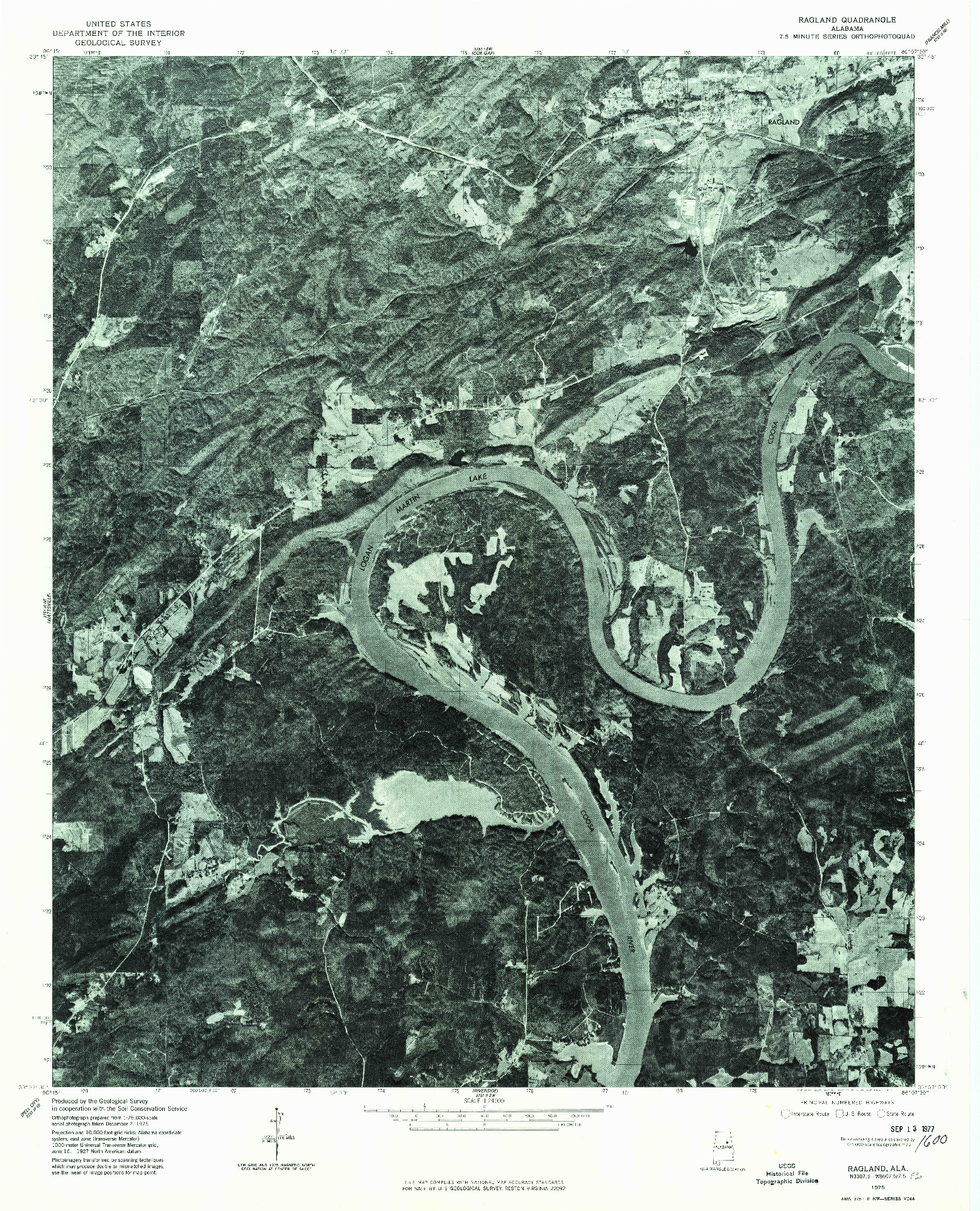 USGS 1:24000-SCALE QUADRANGLE FOR RAGLAND, AL 1975