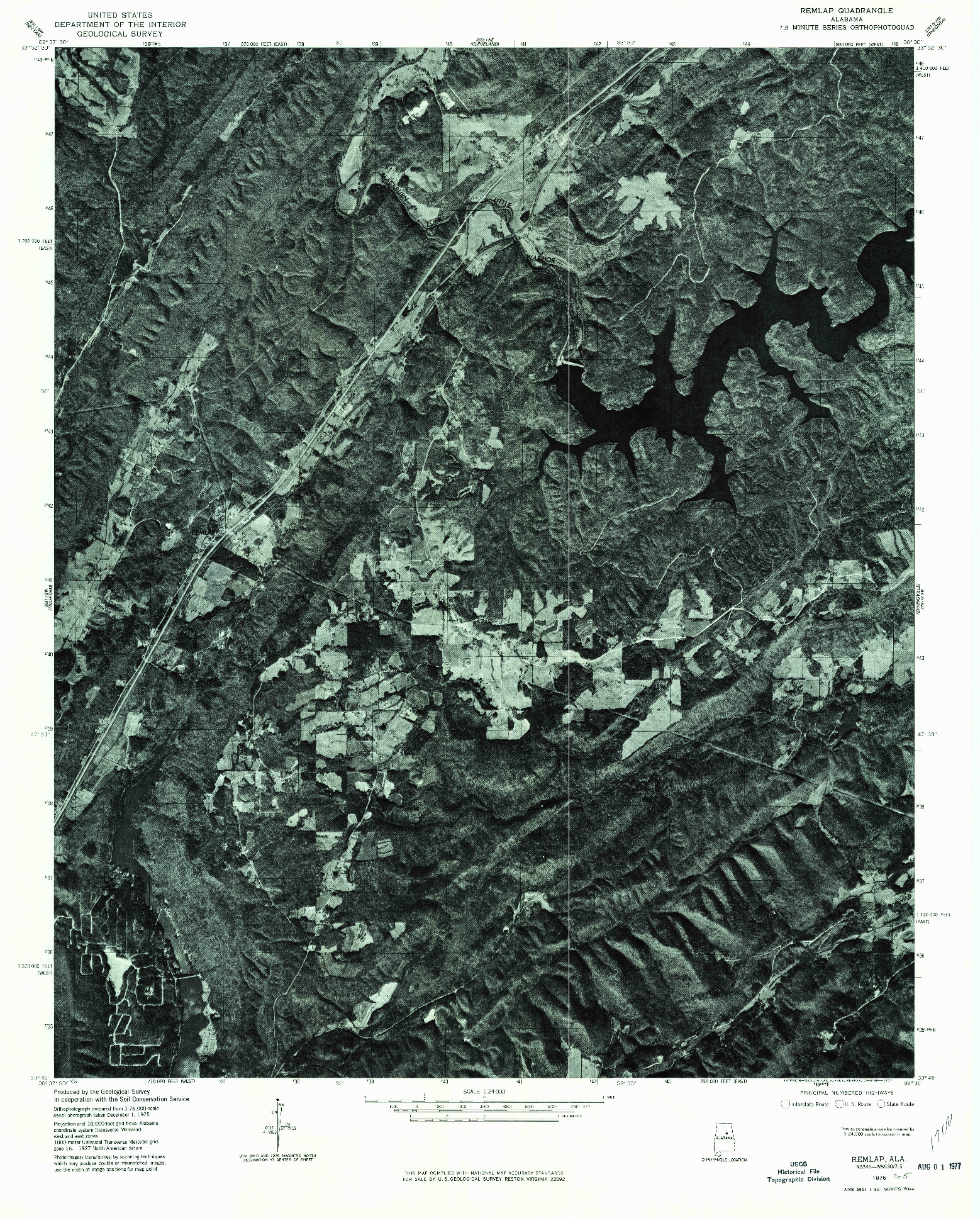 USGS 1:24000-SCALE QUADRANGLE FOR REMLAP, AL 1975