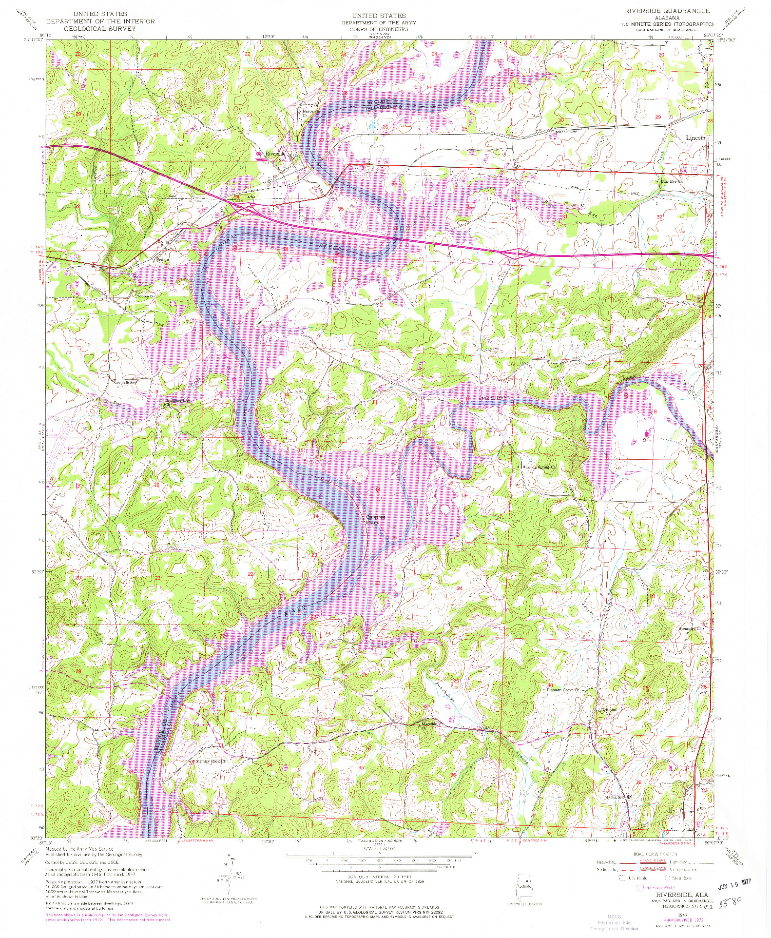 USGS 1:24000-SCALE QUADRANGLE FOR RIVERSIDE, AL 1947
