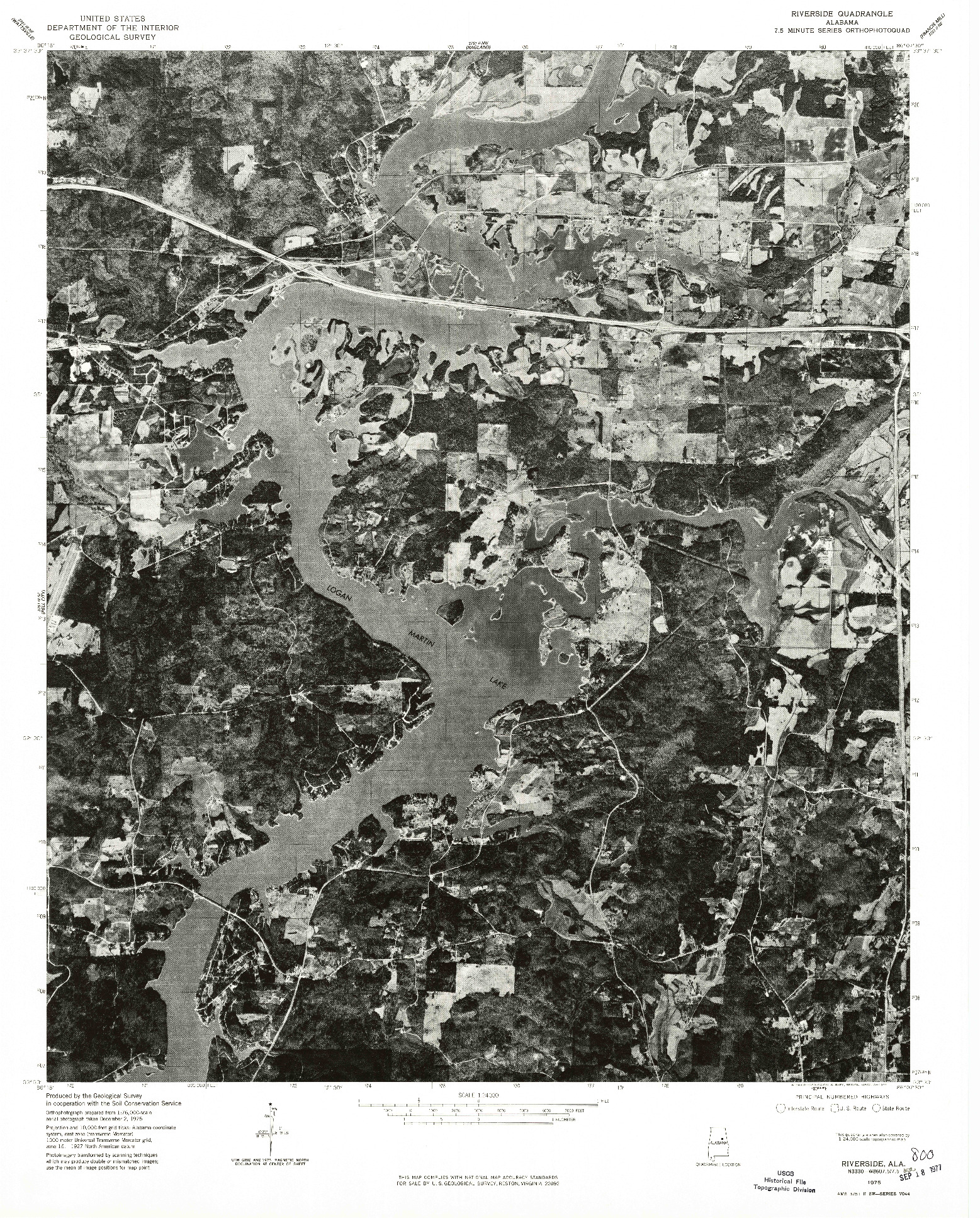USGS 1:24000-SCALE QUADRANGLE FOR RIVERSIDE, AL 1975