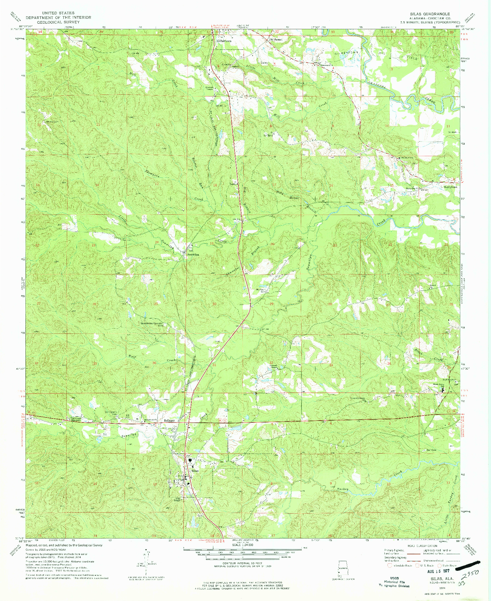 USGS 1:24000-SCALE QUADRANGLE FOR SILAS, AL 1974