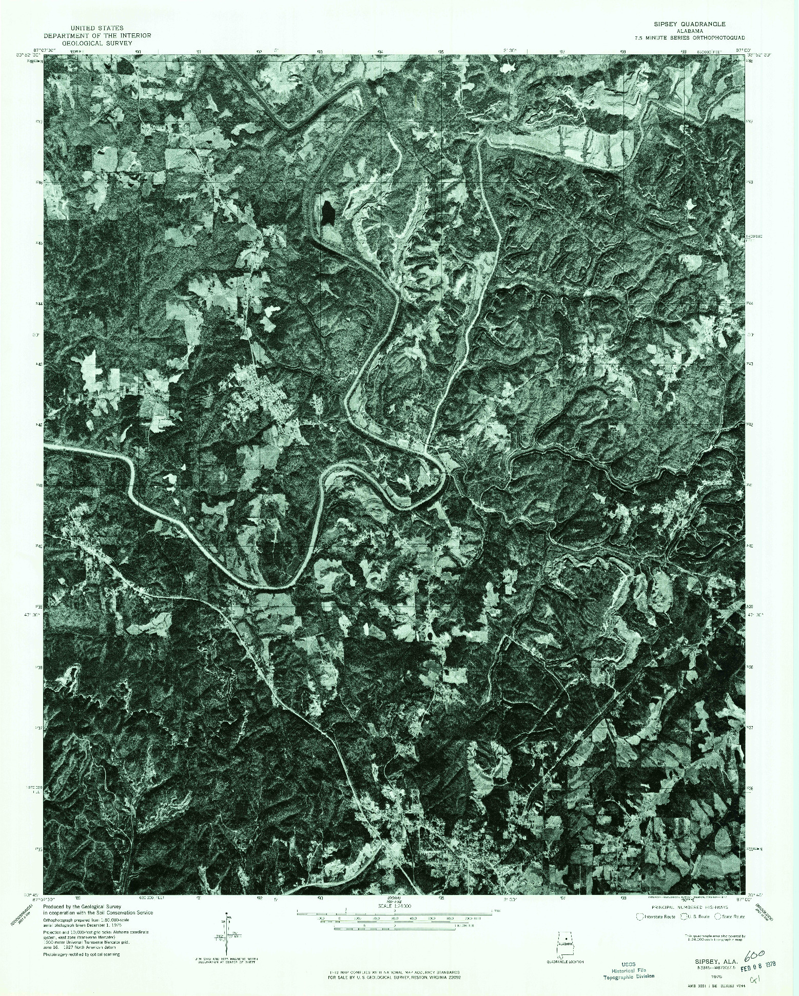 USGS 1:24000-SCALE QUADRANGLE FOR SIPSEY, AL 1975