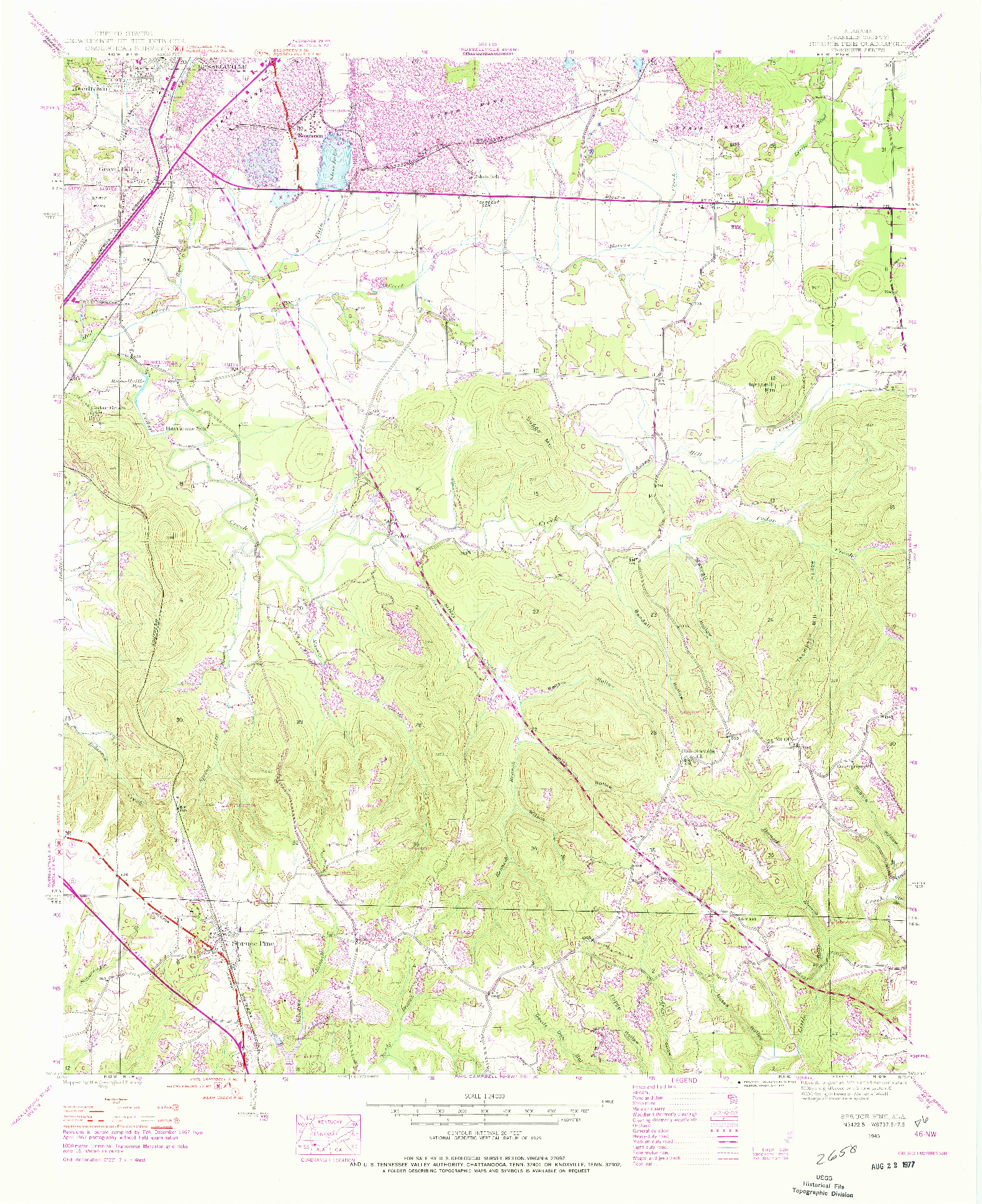 USGS 1:24000-SCALE QUADRANGLE FOR SPRUCE PINE, AL 1945