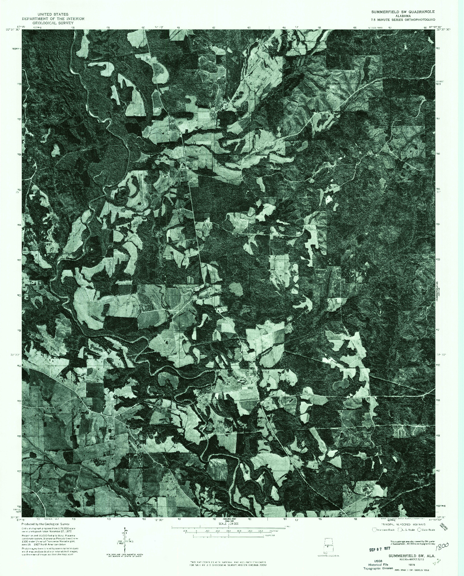 USGS 1:24000-SCALE QUADRANGLE FOR SUMMERFIELD SW, AL 1975