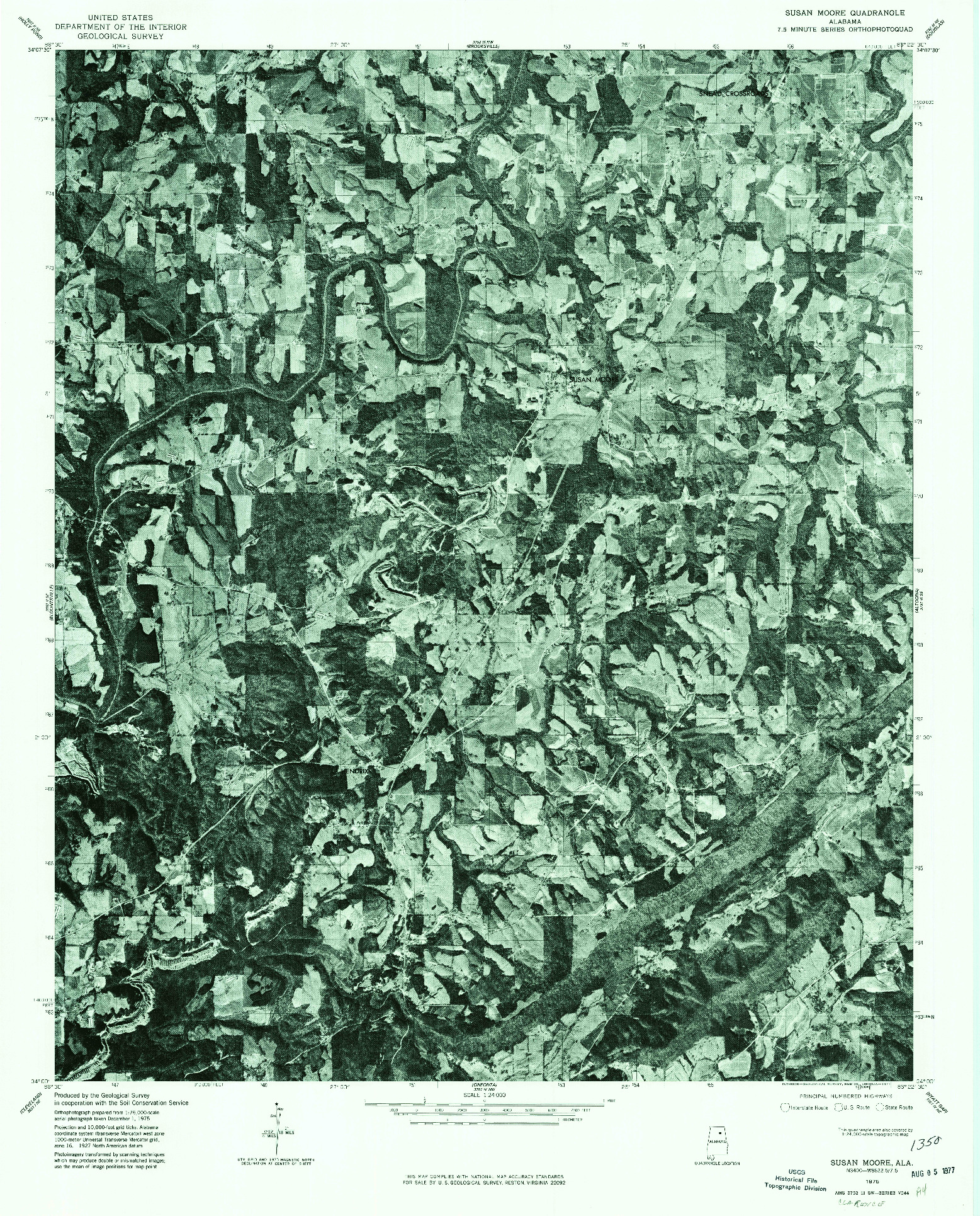 USGS 1:24000-SCALE QUADRANGLE FOR SUSAN MOORE, AL 1975