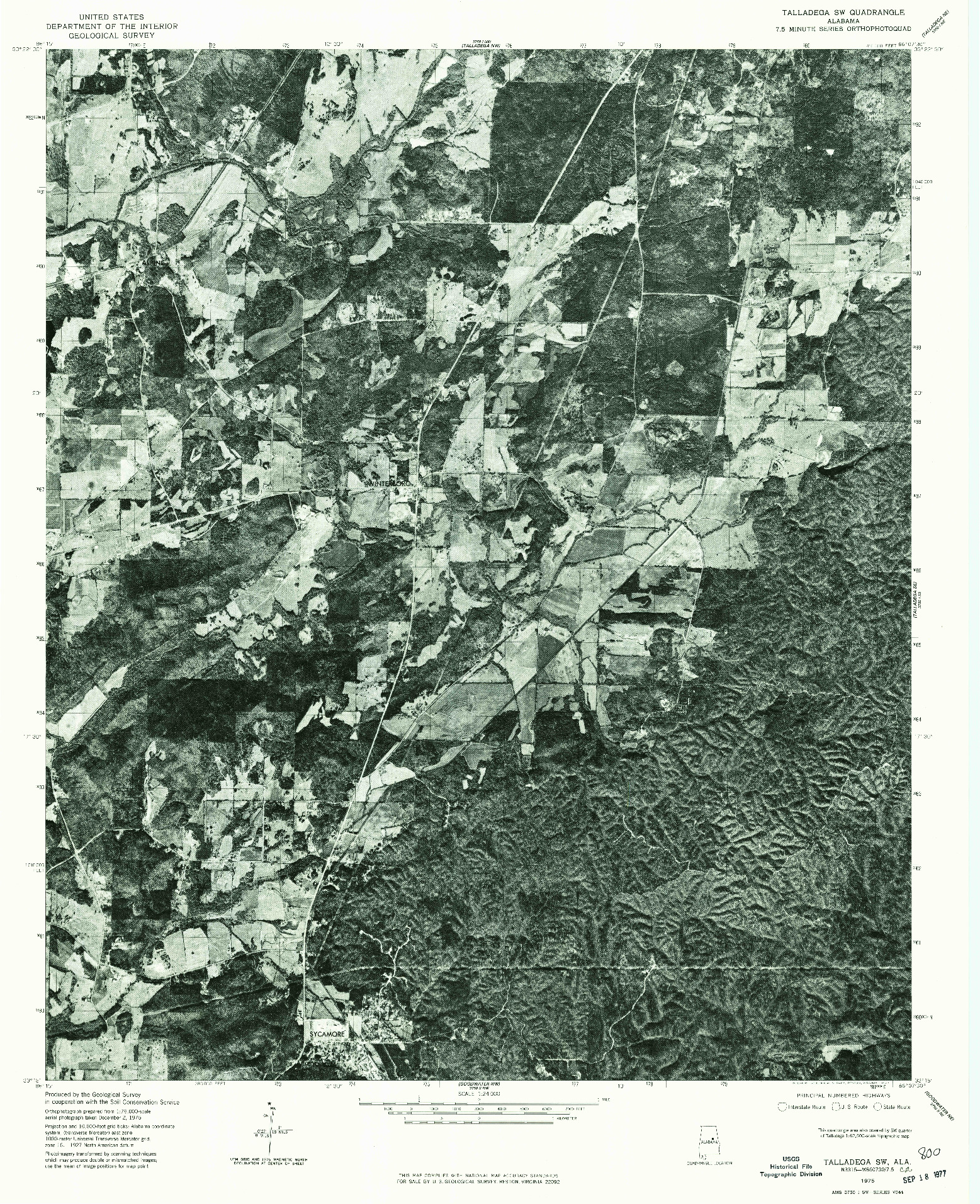 USGS 1:24000-SCALE QUADRANGLE FOR TALLADEGA SW, AL 1975