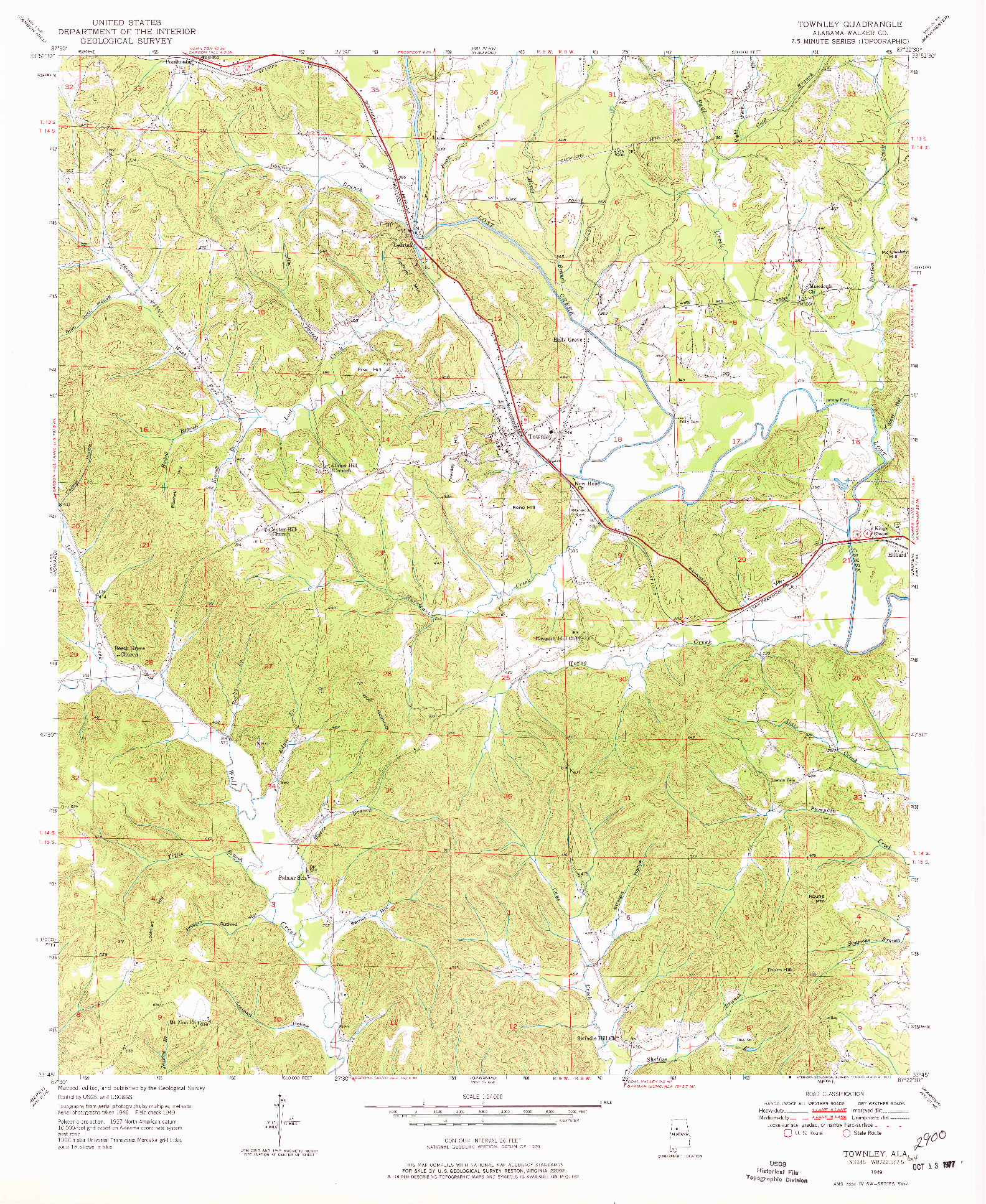 USGS 1:24000-SCALE QUADRANGLE FOR TOWNLEY, AL 1949