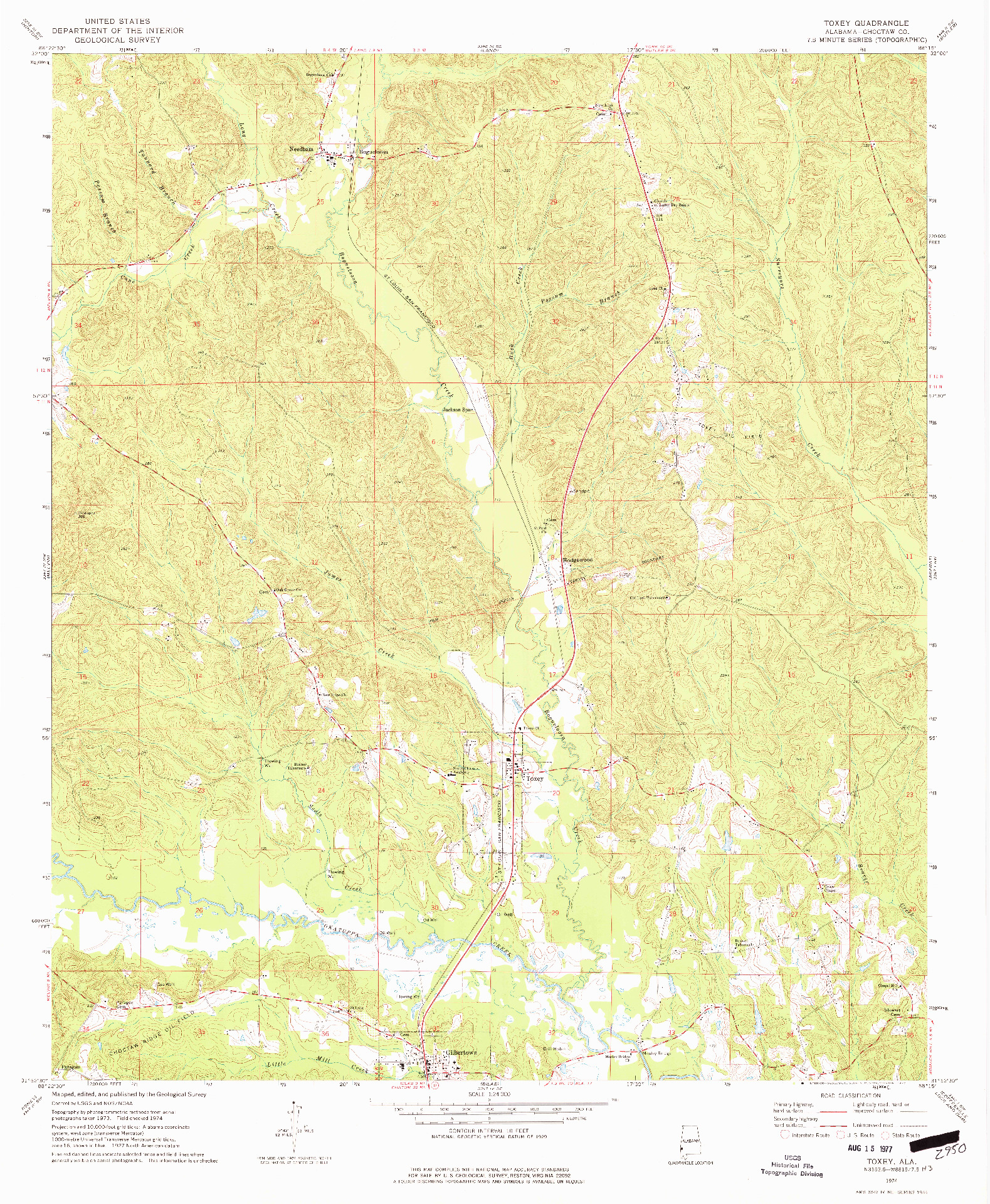 USGS 1:24000-SCALE QUADRANGLE FOR TOXEY, AL 1974