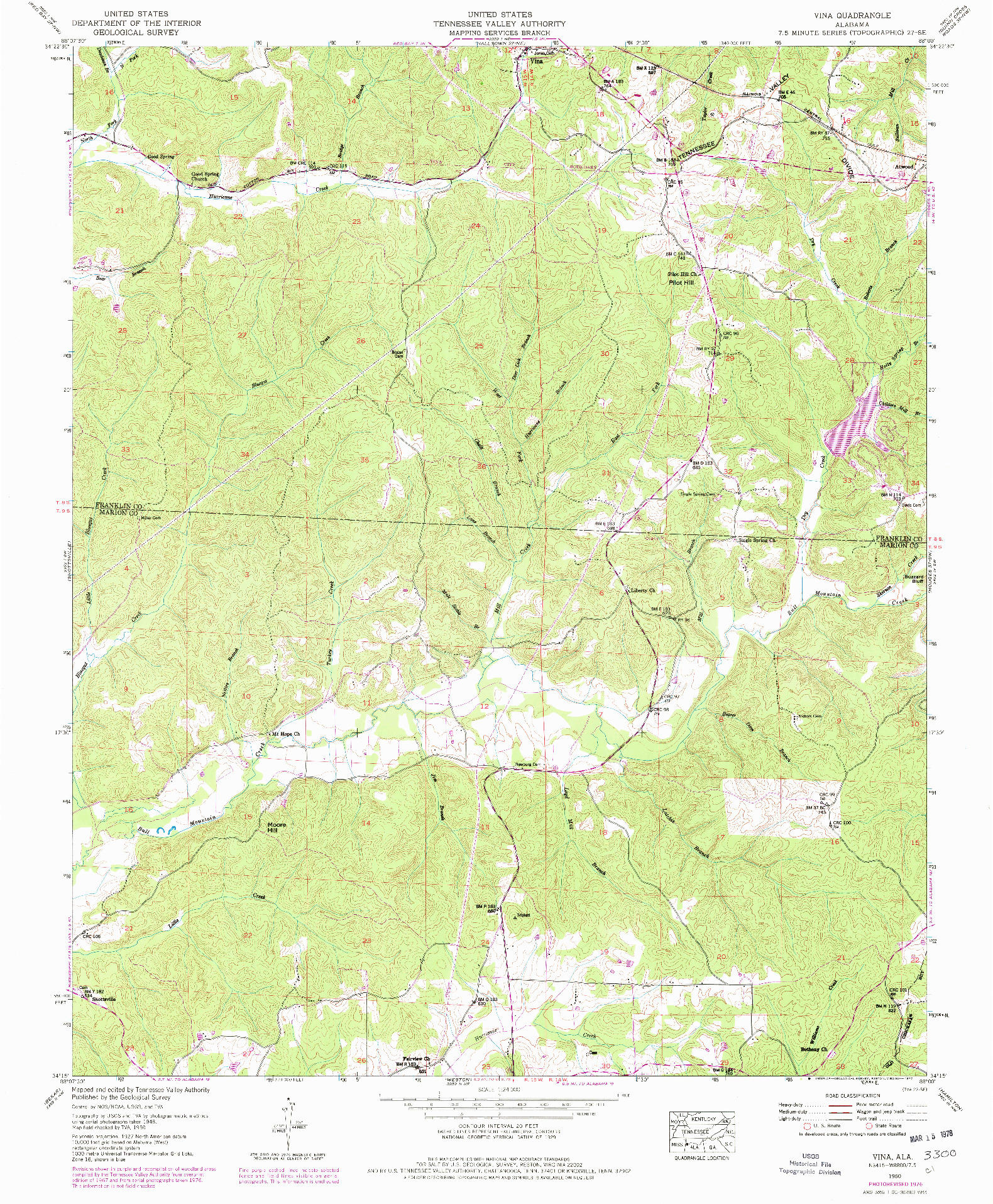 USGS 1:24000-SCALE QUADRANGLE FOR VINA, AL 1950