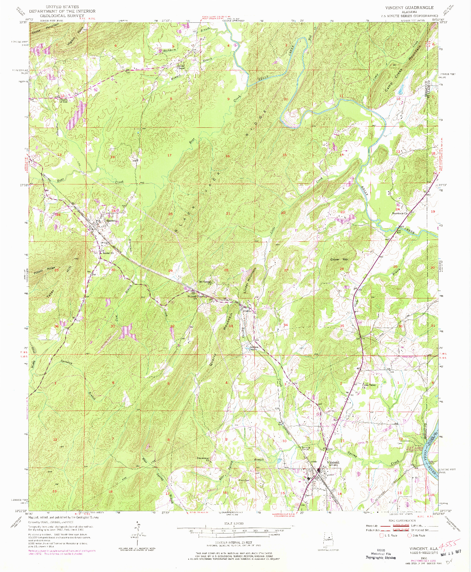 USGS 1:24000-SCALE QUADRANGLE FOR VINCENT, AL 1951