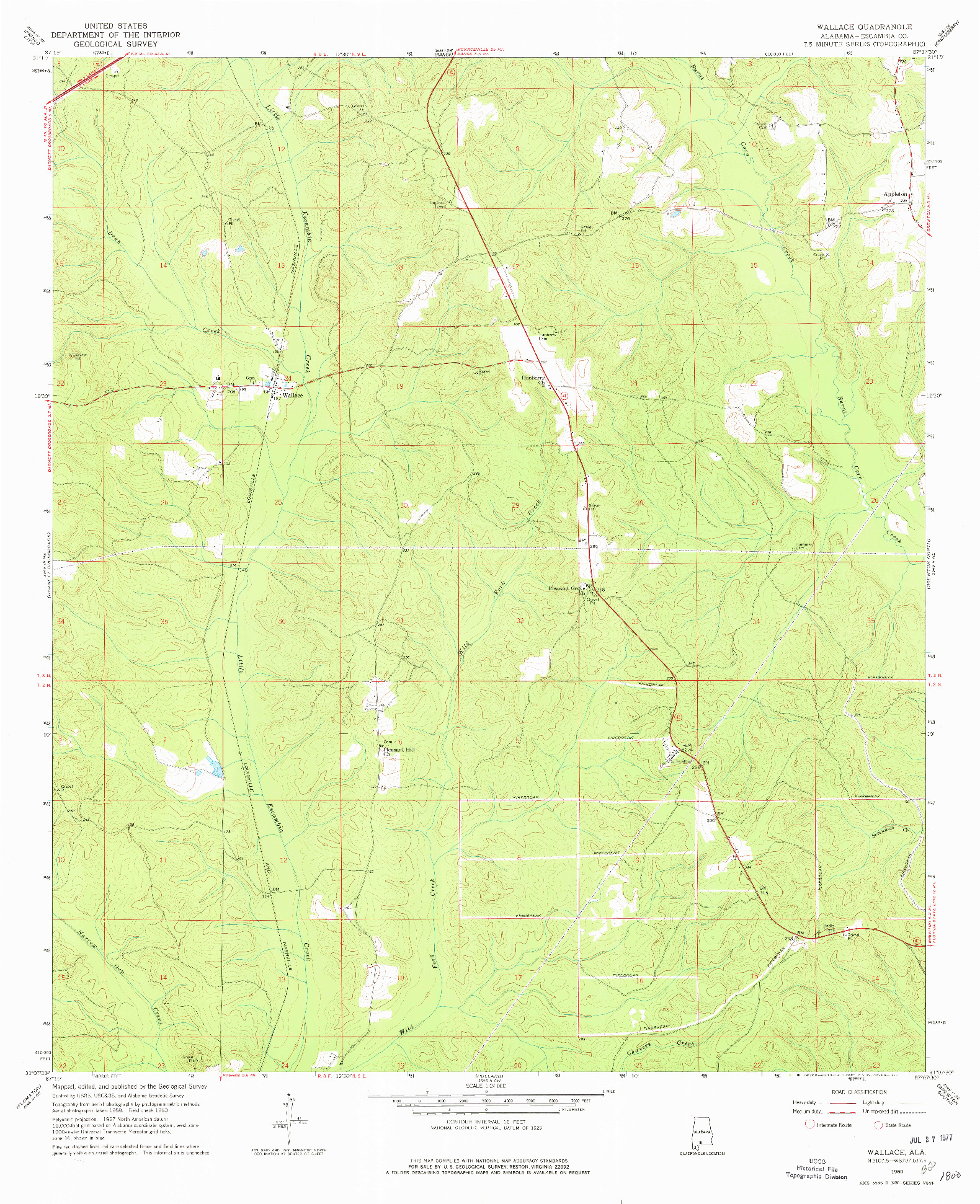 USGS 1:24000-SCALE QUADRANGLE FOR WALLACE, AL 1960