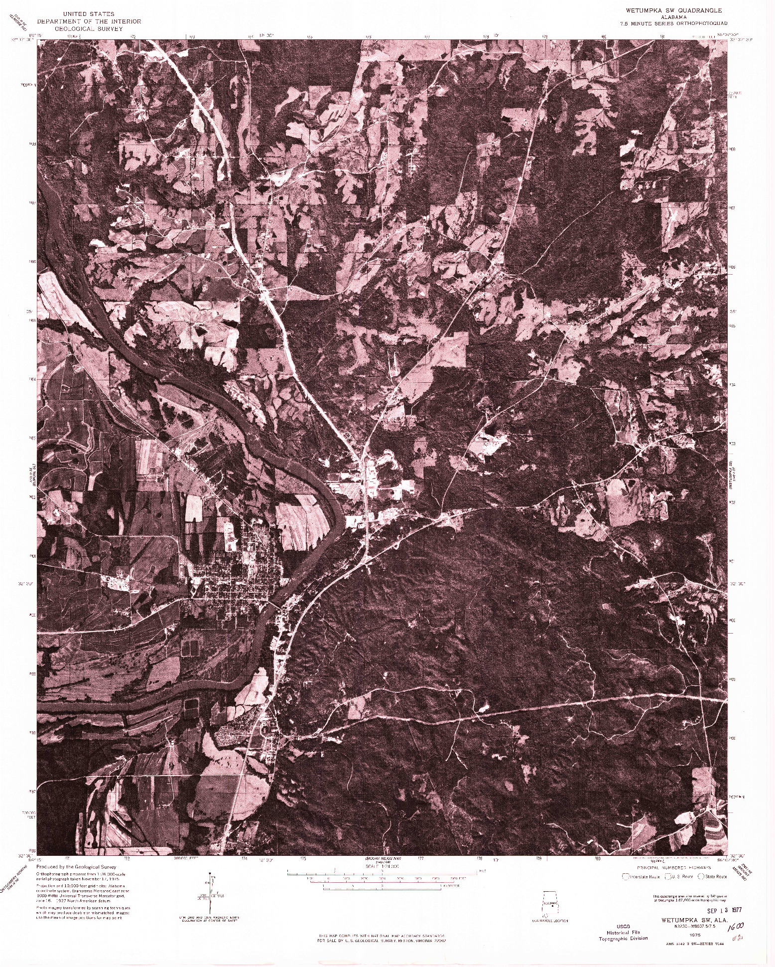 USGS 1:24000-SCALE QUADRANGLE FOR WETUMPKA SW, AL 1975