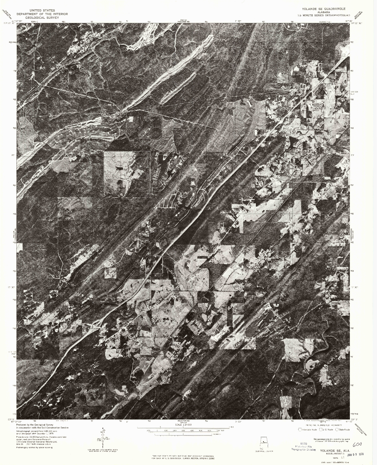 USGS 1:24000-SCALE QUADRANGLE FOR YOLANDE SE, AL 1975