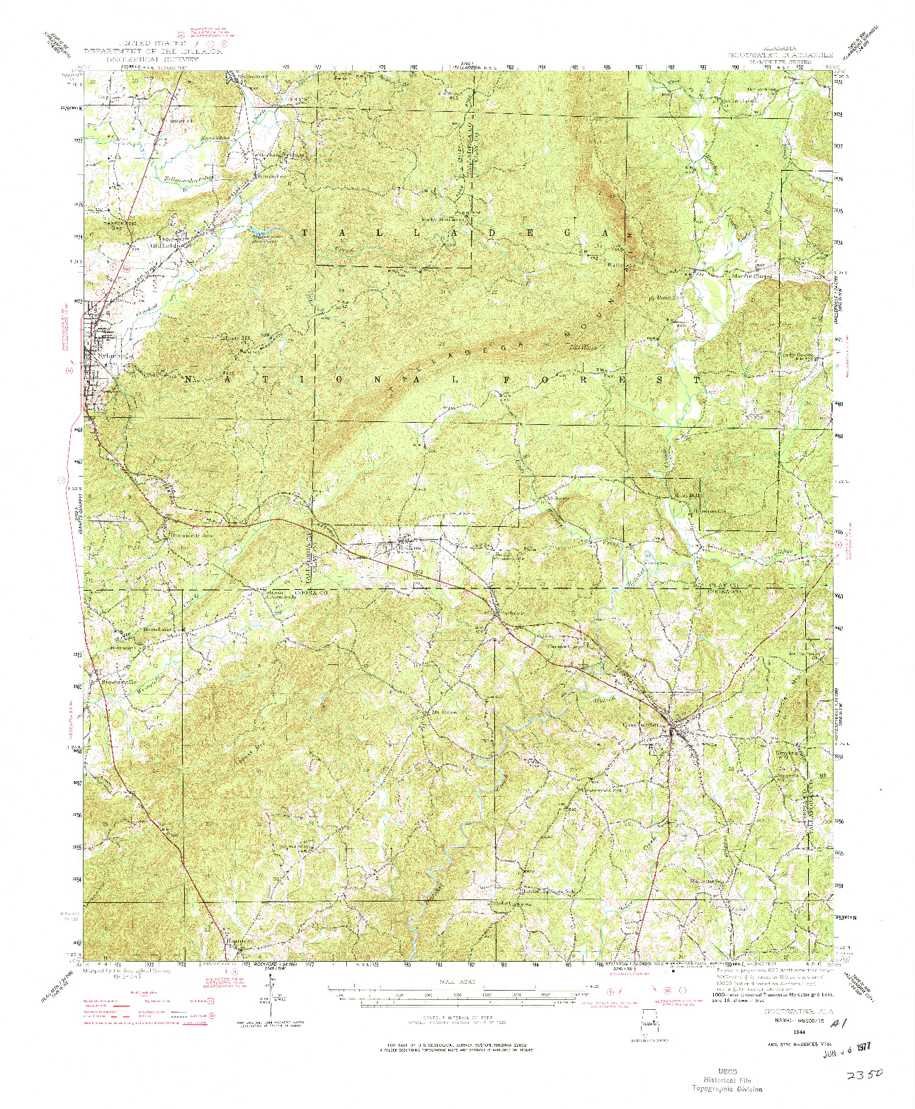 USGS 1:62500-SCALE QUADRANGLE FOR GOODWATER, AL 1944