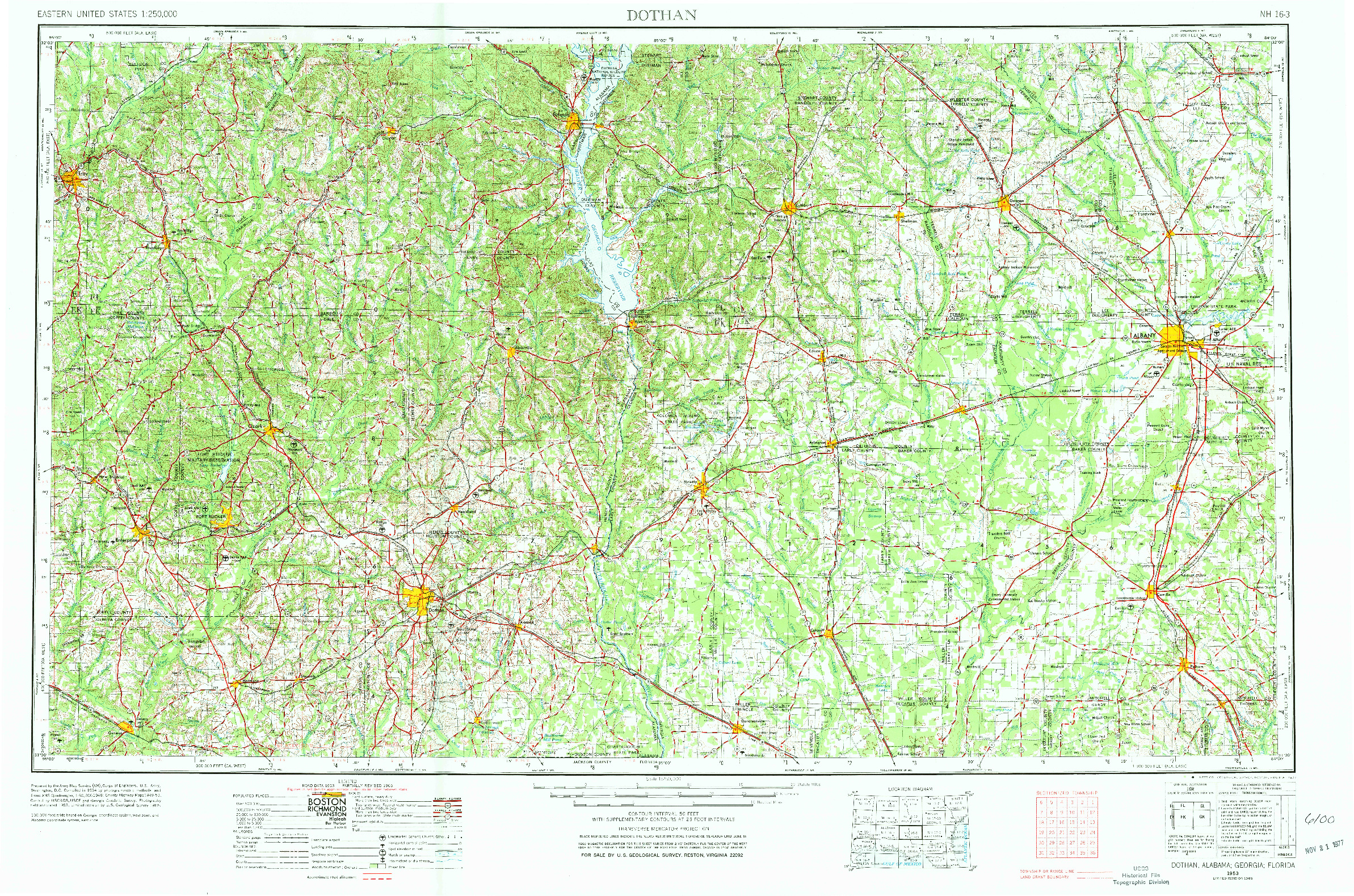 USGS 1:250000-SCALE QUADRANGLE FOR DOTHAN, AL 1953