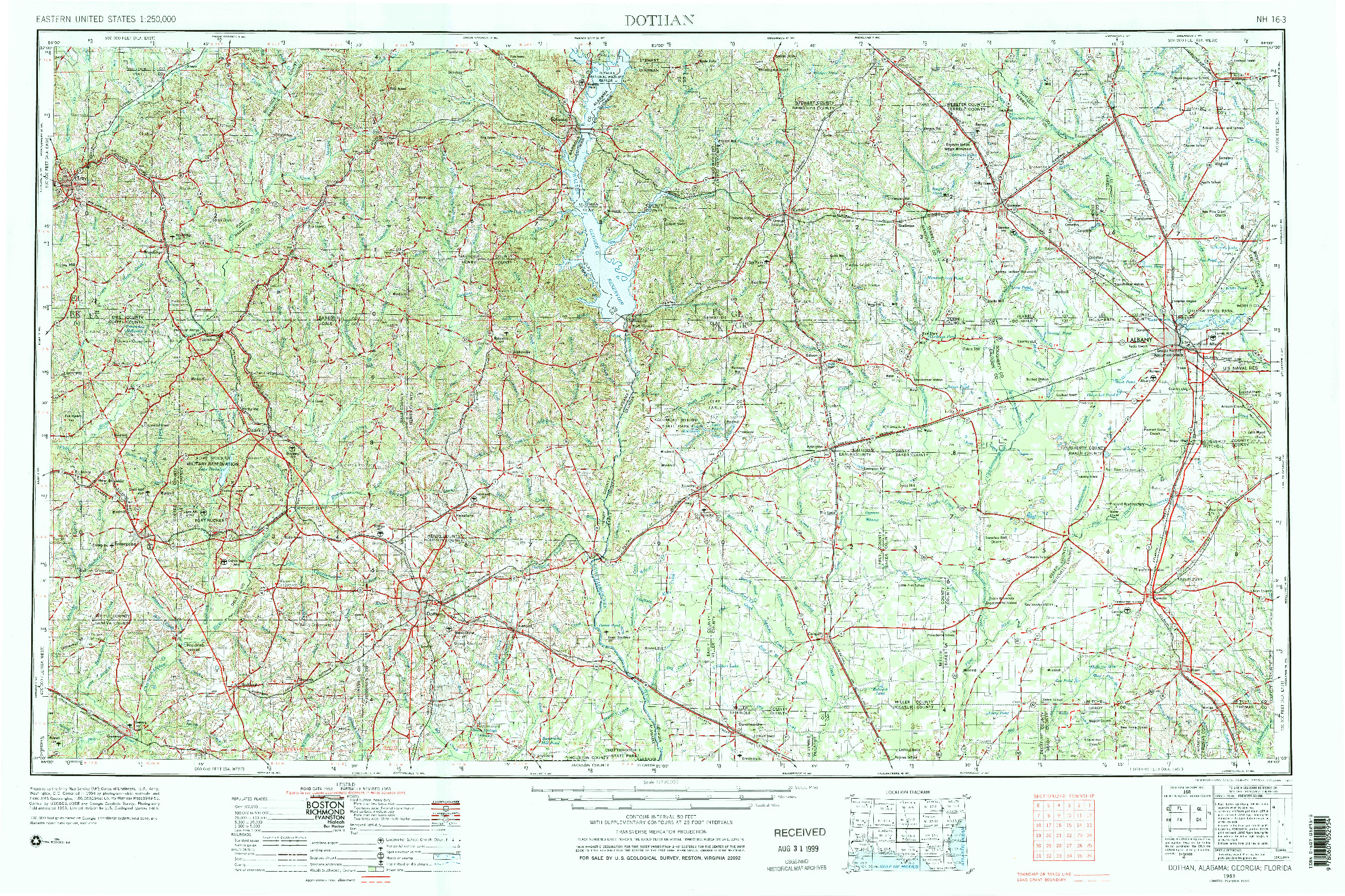 USGS 1:250000-SCALE QUADRANGLE FOR DOTHAN, AL 1953