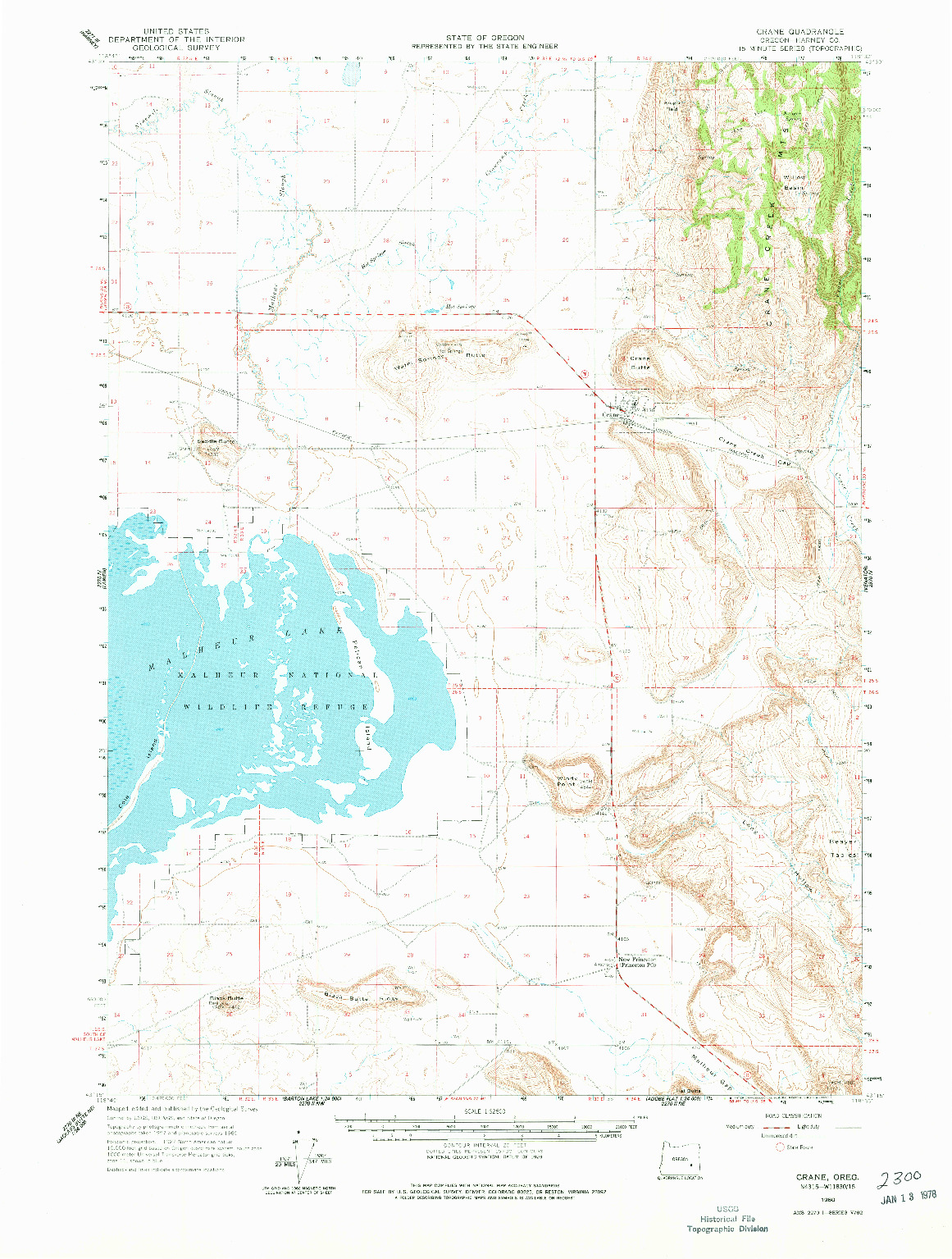 USGS 1:62500-SCALE QUADRANGLE FOR CRANE, OR 1960