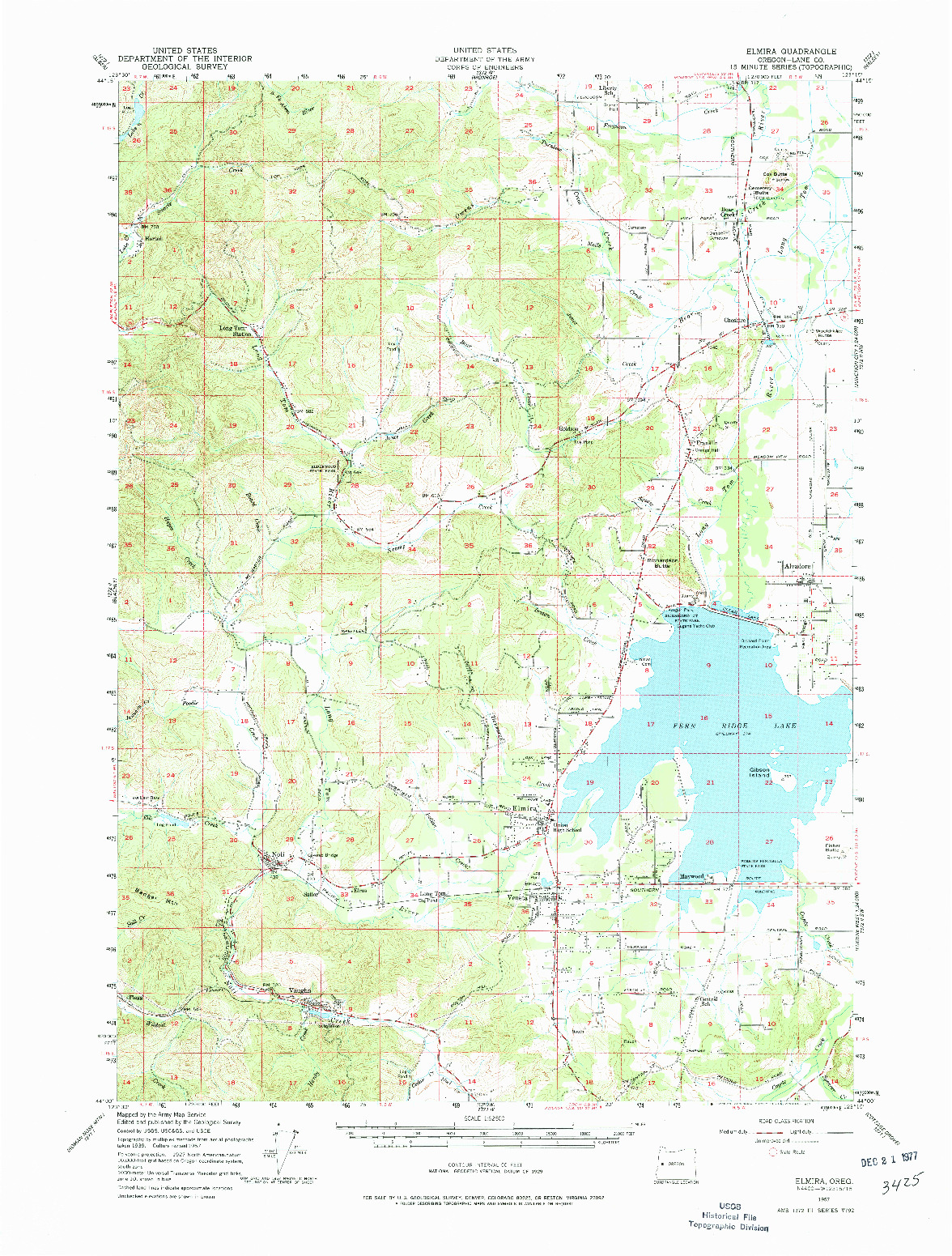 USGS 1:62500-SCALE QUADRANGLE FOR ELMIRA, OR 1957