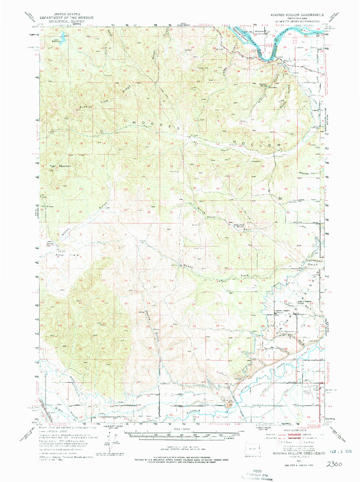 USGS 1:62500-SCALE QUADRANGLE FOR MOORES HOLLOW, OR 1951