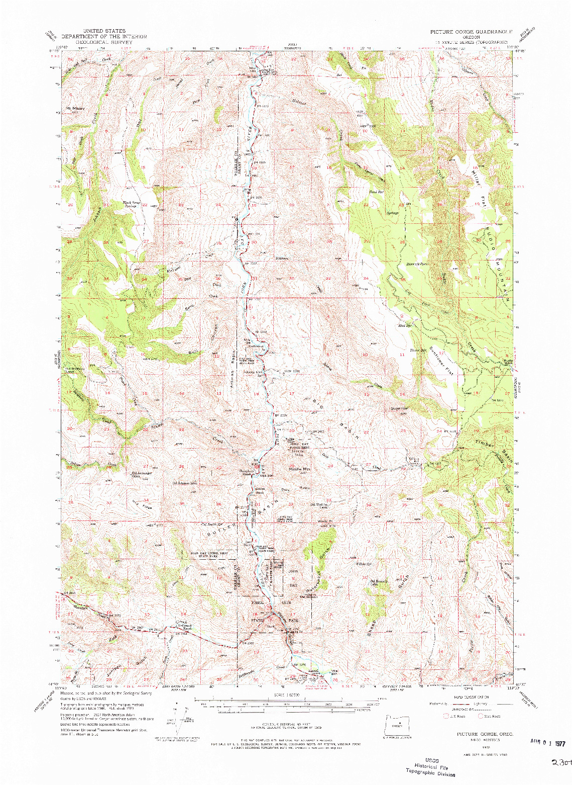 USGS 1:62500-SCALE QUADRANGLE FOR PICTURE GORGE, OR 1953