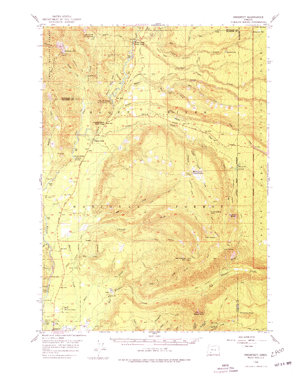 USGS 1:62500-SCALE QUADRANGLE FOR PROSPECT, OR 1956