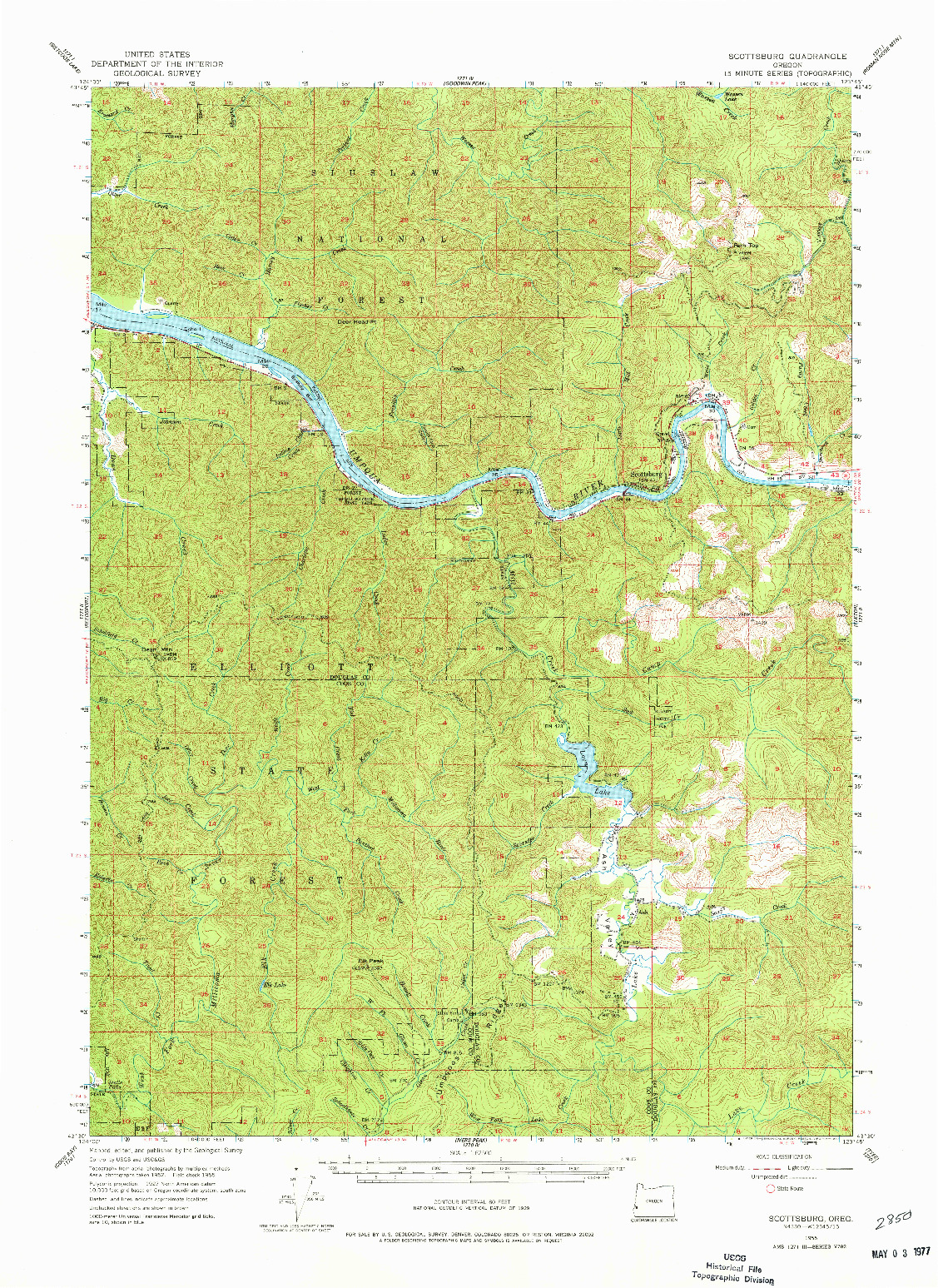 USGS 1:62500-SCALE QUADRANGLE FOR SCOTTSBURG, OR 1955