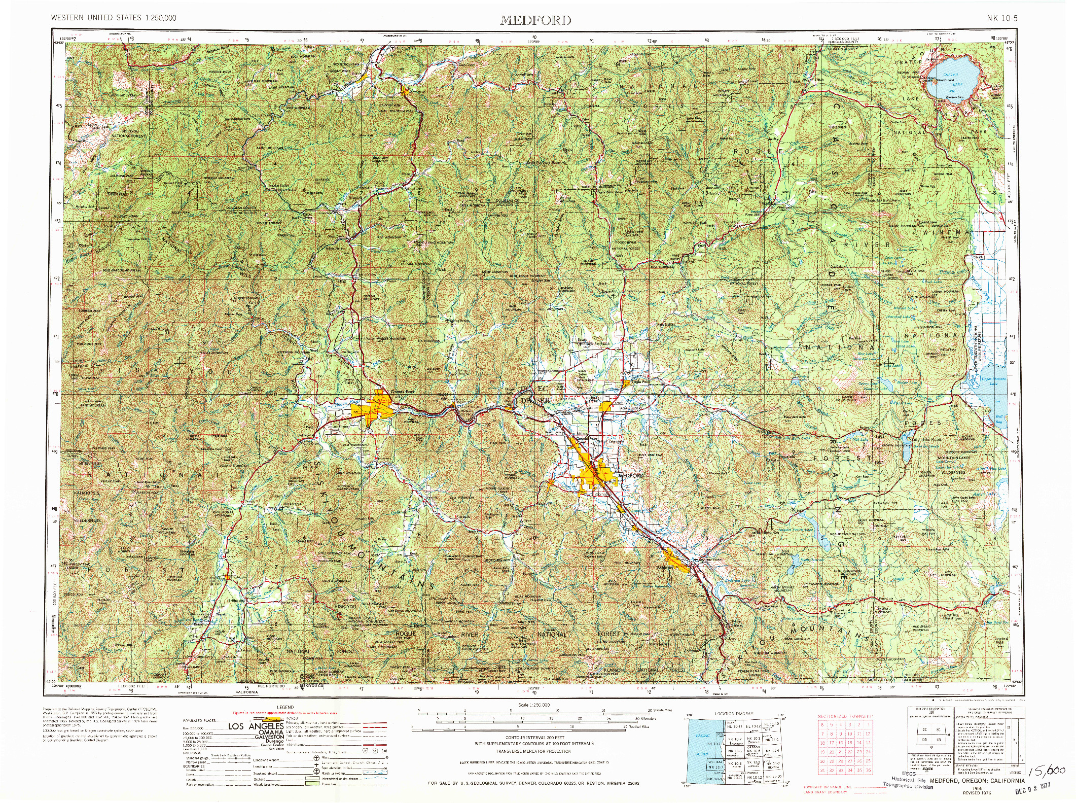 USGS 1:250000-SCALE QUADRANGLE FOR MEDFORD, OR 1955