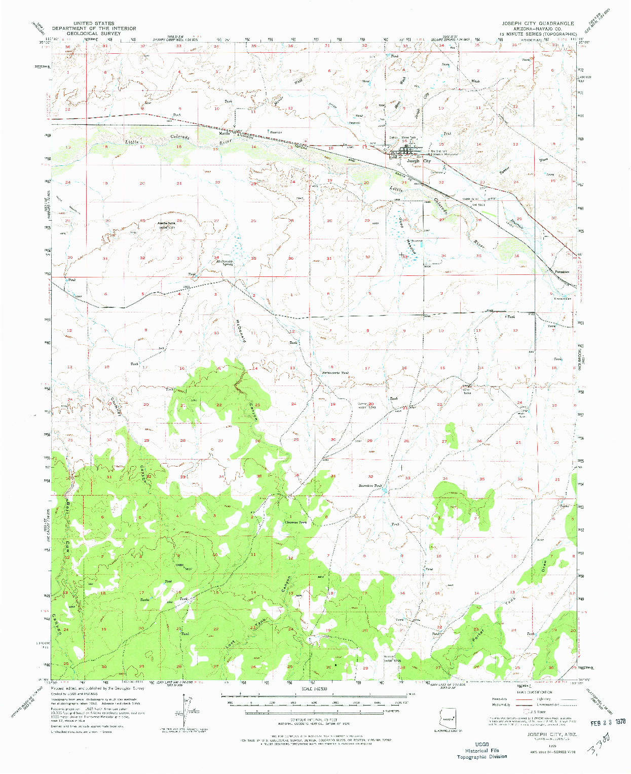 USGS 1:62500-SCALE QUADRANGLE FOR JOSEPH CITY, AZ 1955