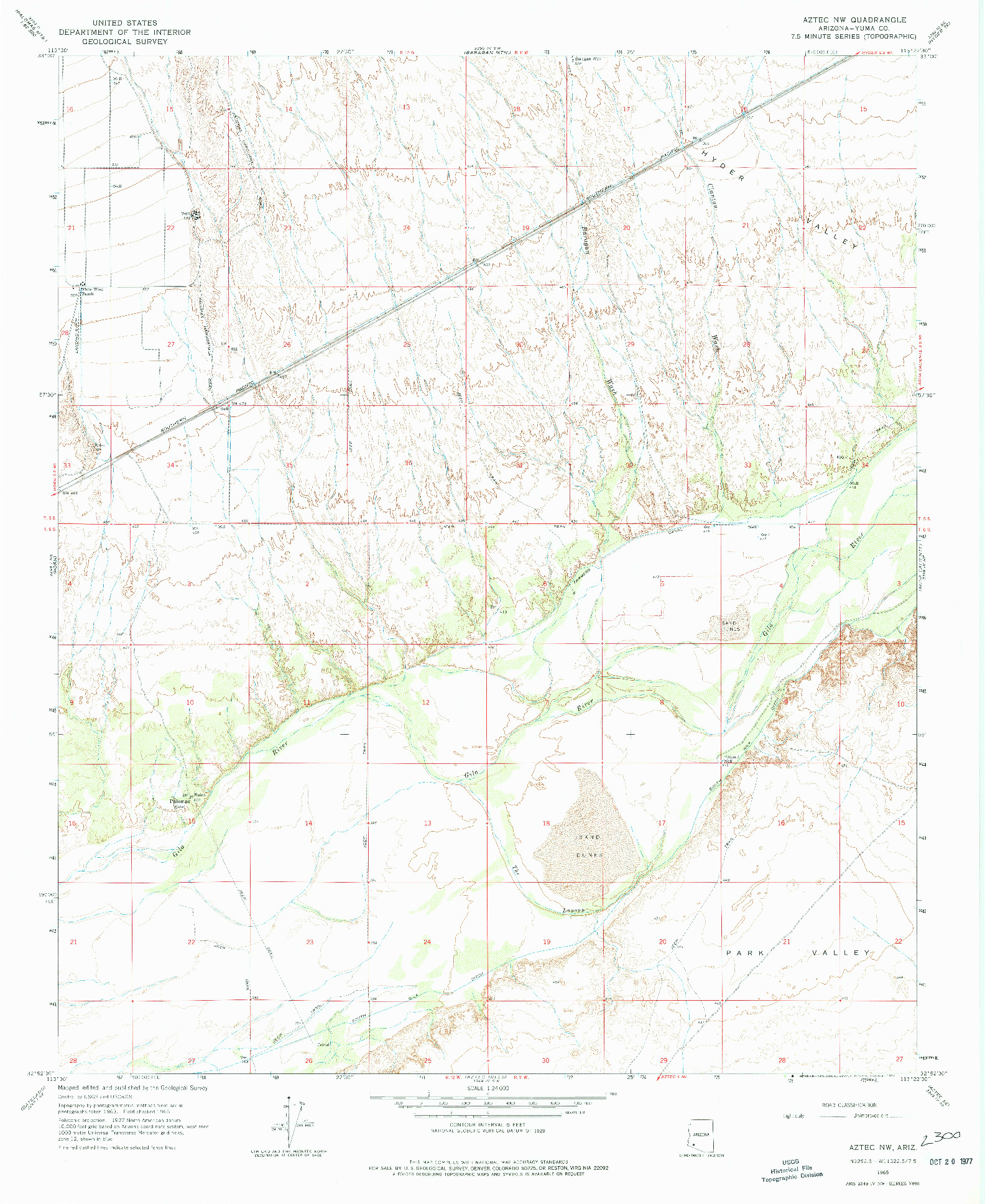 USGS 1:24000-SCALE QUADRANGLE FOR AZTEC NW, AZ 1965