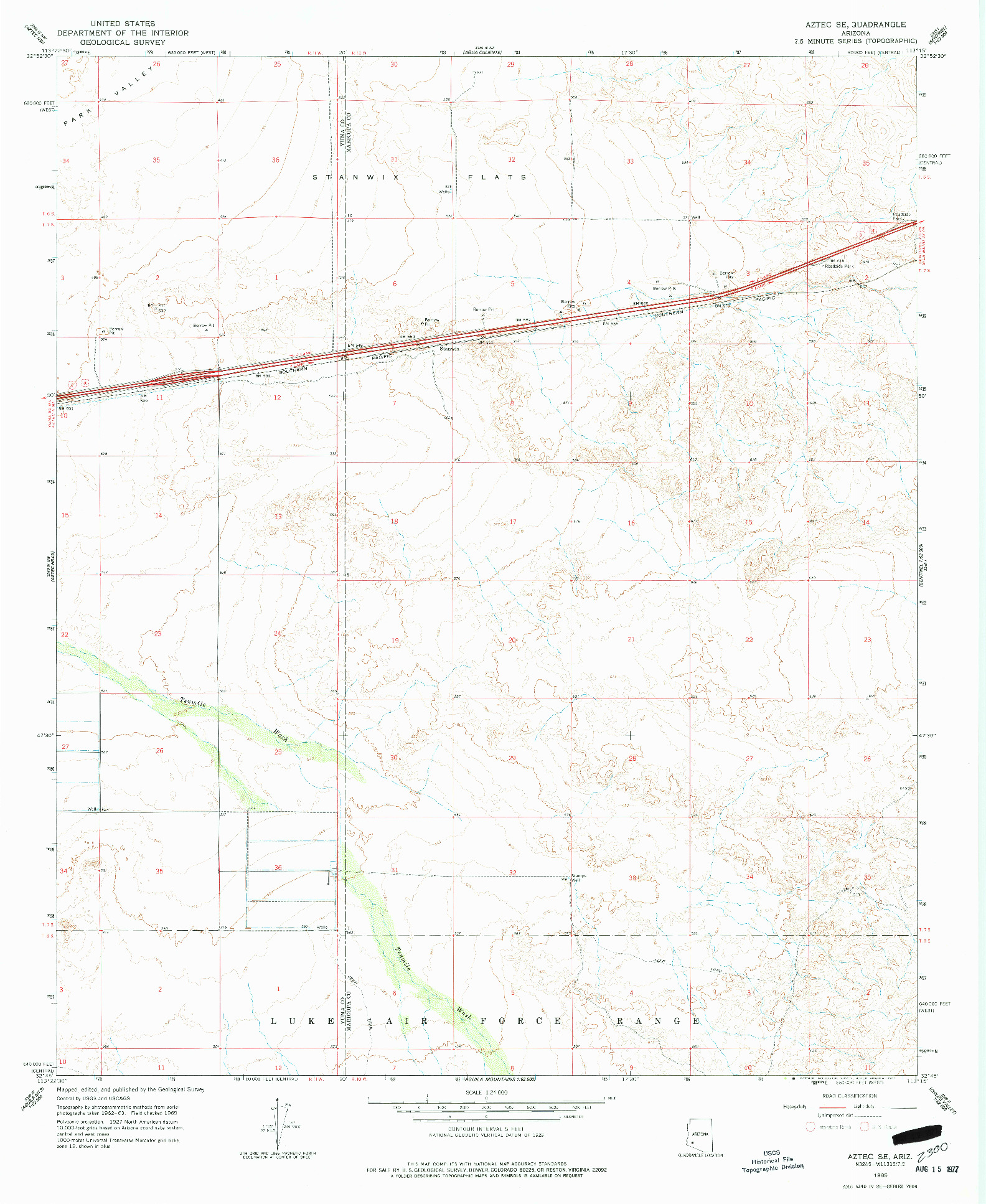 USGS 1:24000-SCALE QUADRANGLE FOR AZTEC SE, AZ 1965