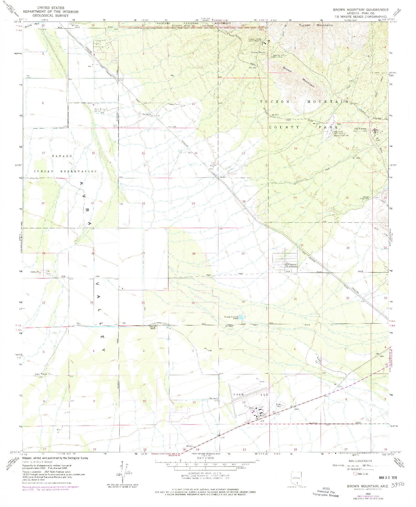 USGS 1:24000-SCALE QUADRANGLE FOR BROWN MOUNTAIN, AZ 1968