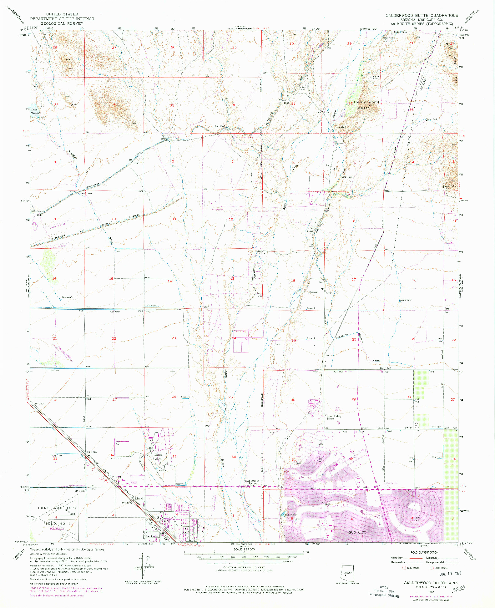 USGS 1:24000-SCALE QUADRANGLE FOR CALDERWOOD BUTTE, AZ 1957