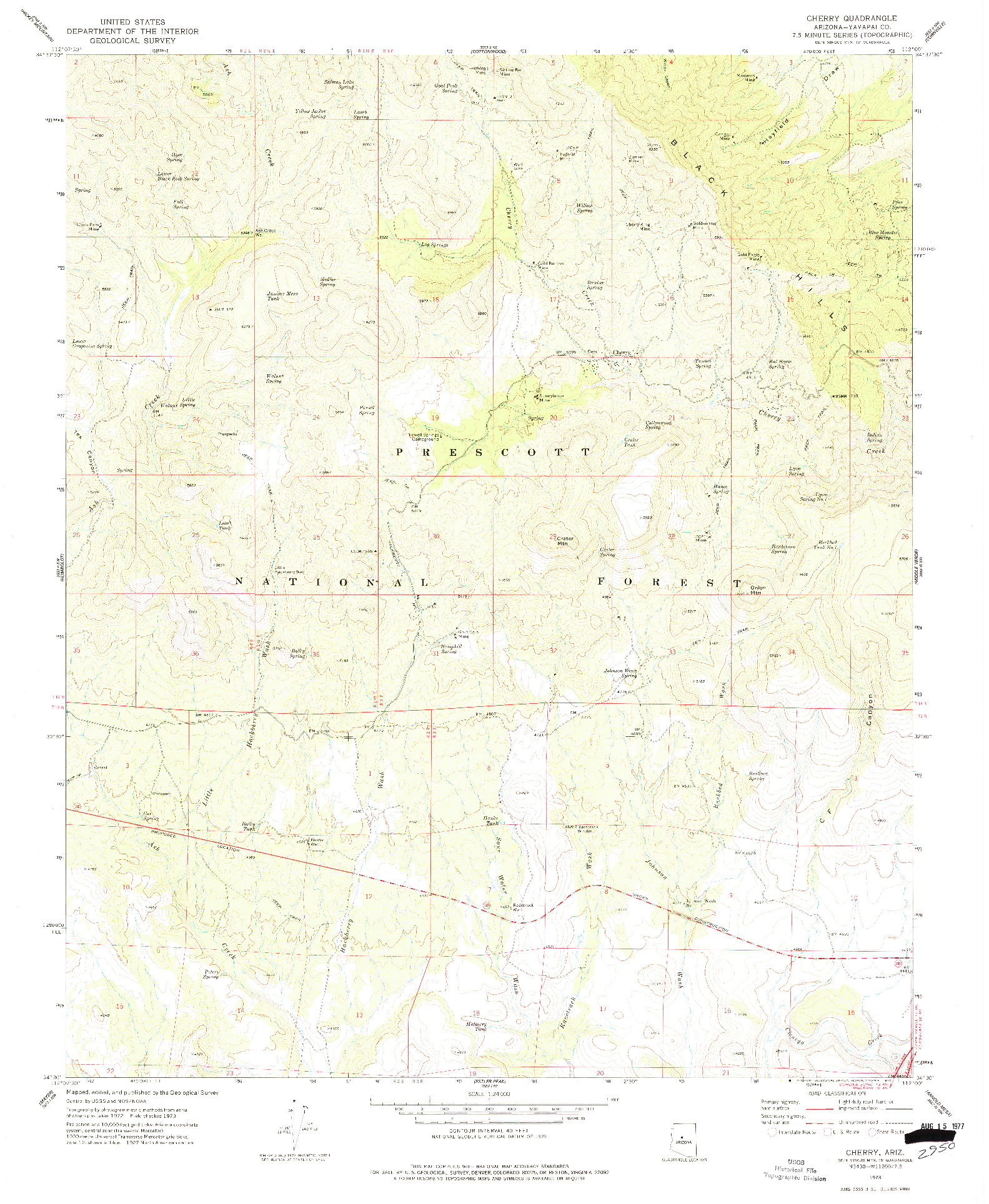 USGS 1:24000-SCALE QUADRANGLE FOR CHERRY, AZ 1973