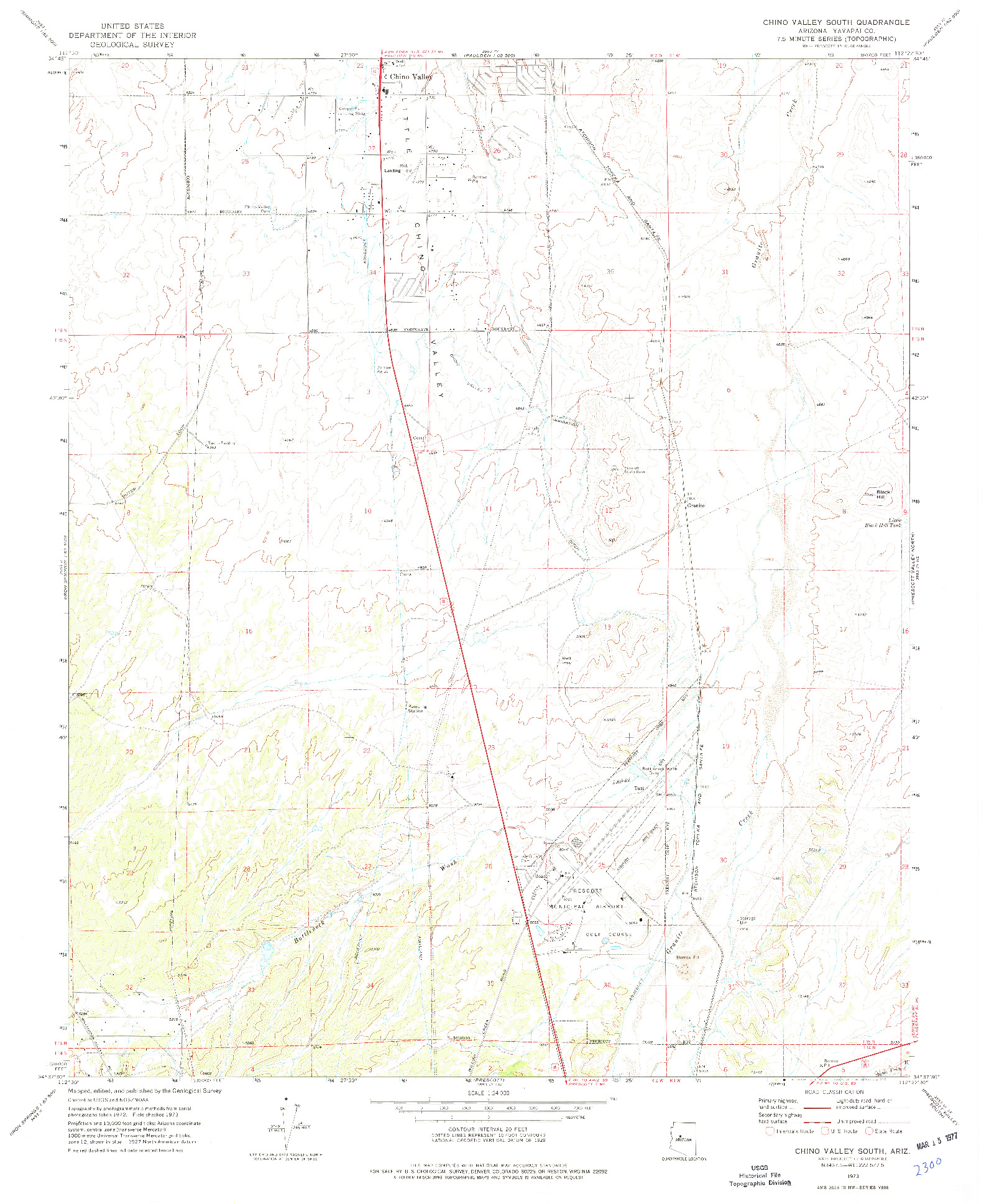 USGS 1:24000-SCALE QUADRANGLE FOR CHINO VALLEY SOUTH, AZ 1973