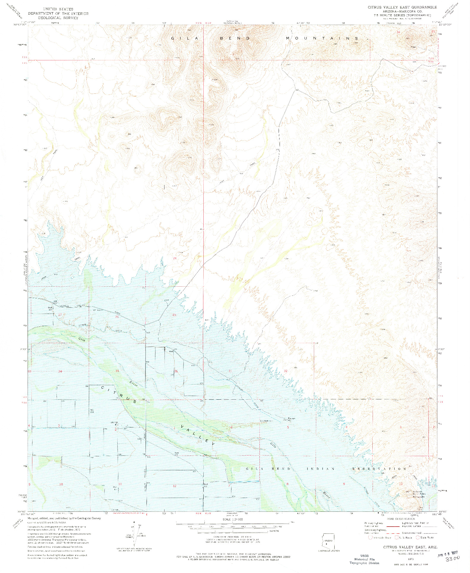 USGS 1:24000-SCALE QUADRANGLE FOR CITRUS VALLEY EAST, AZ 1973