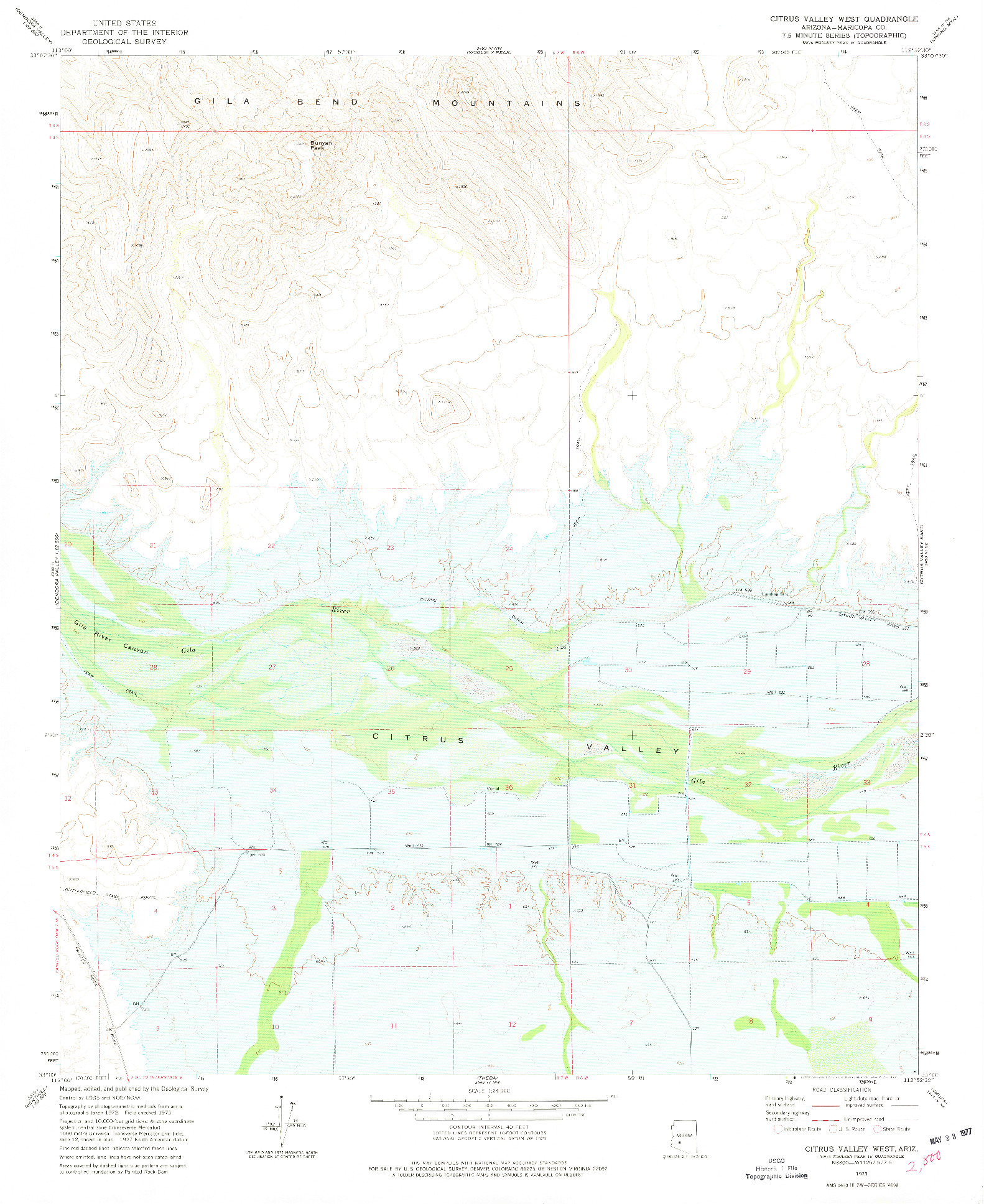 USGS 1:24000-SCALE QUADRANGLE FOR CITRUS VALLEY WEST, AZ 1973