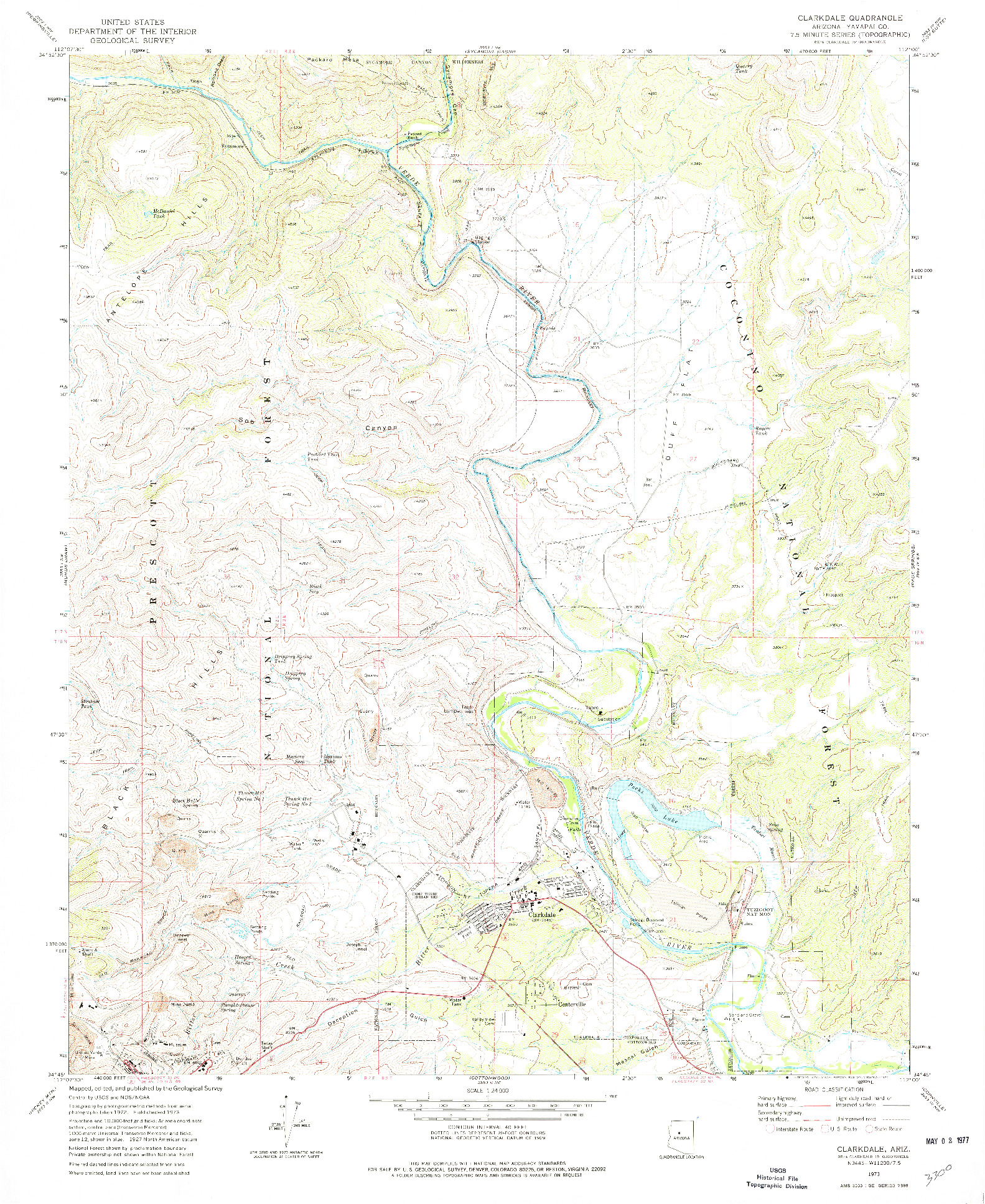 USGS 1:24000-SCALE QUADRANGLE FOR CLARKDALE, AZ 1973
