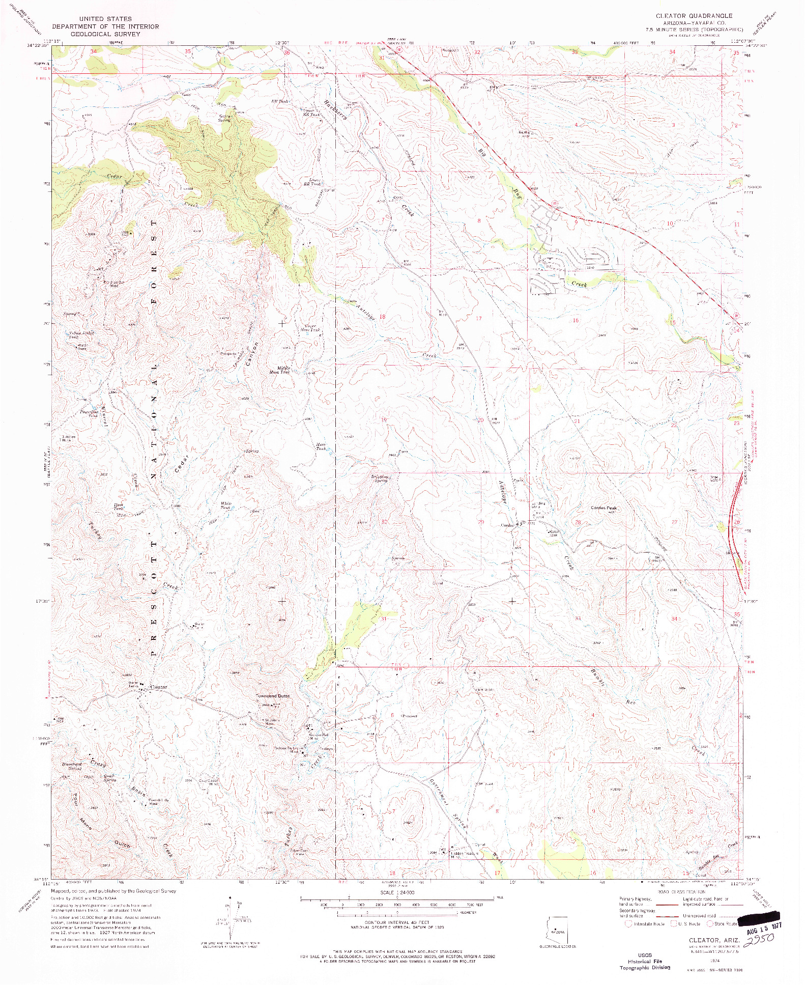 USGS 1:24000-SCALE QUADRANGLE FOR CLEATOR, AZ 1974