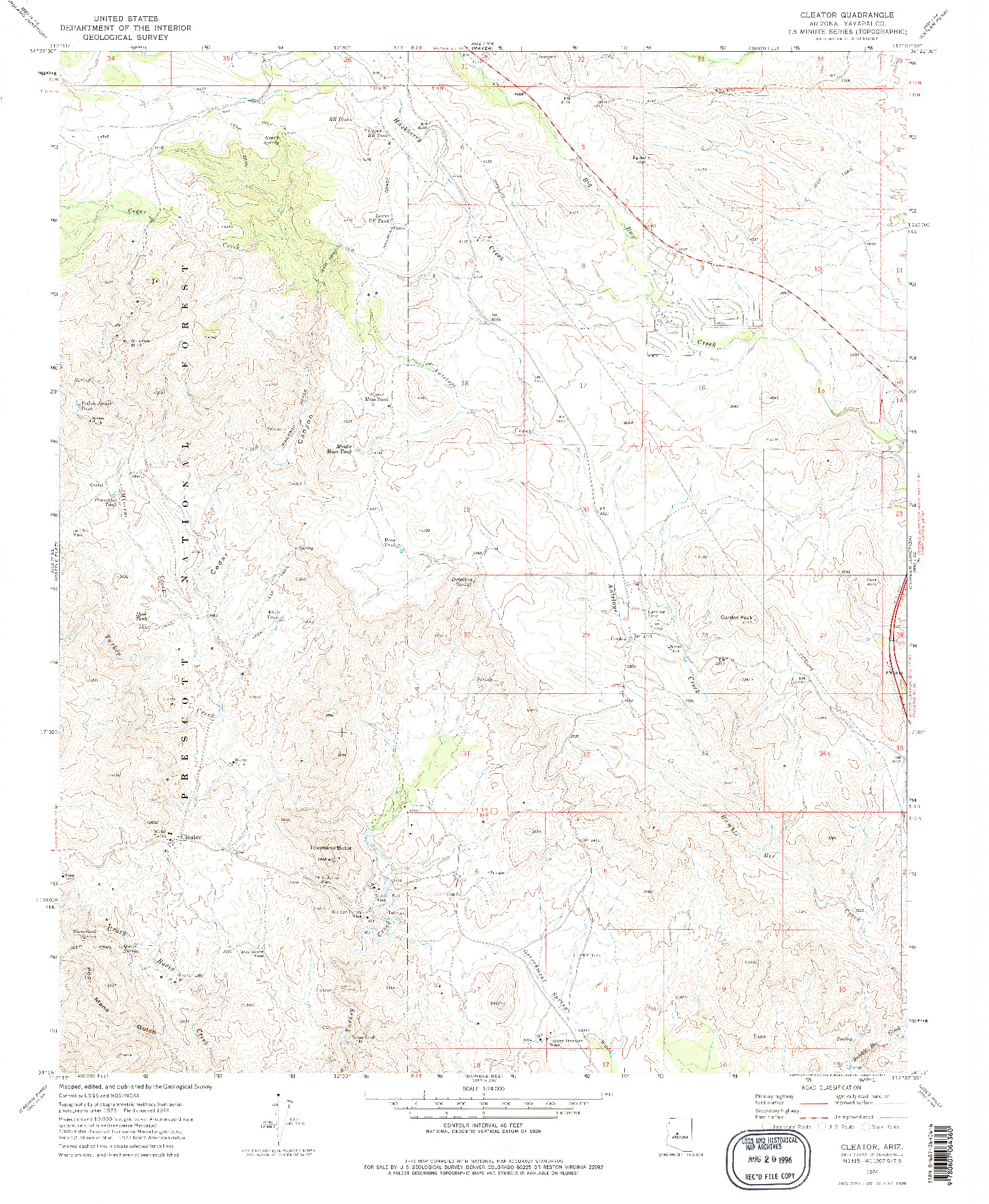 USGS 1:24000-SCALE QUADRANGLE FOR CLEATOR, AZ 1974
