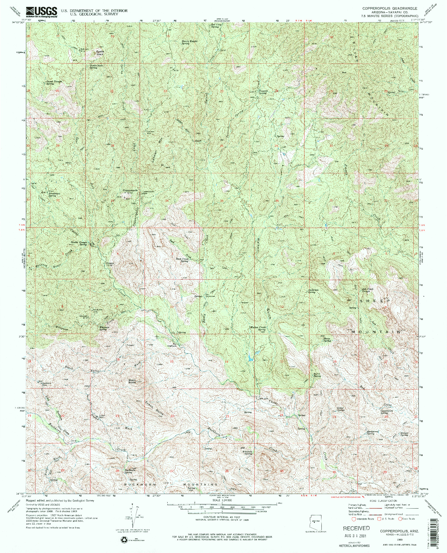 USGS 1:24000-SCALE QUADRANGLE FOR COPPEROPOLIS, AZ 1969