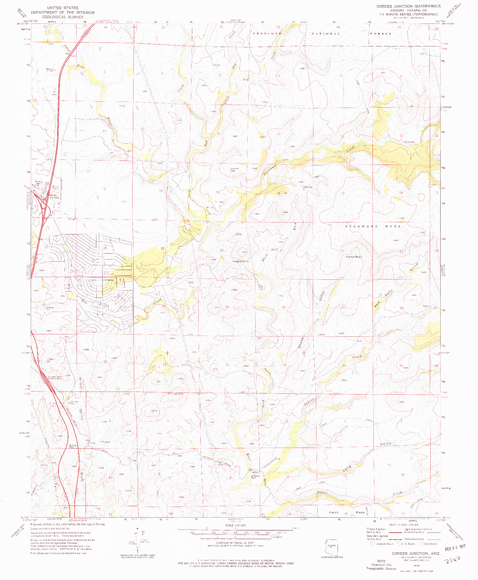 USGS 1:24000-SCALE QUADRANGLE FOR CORDES JUNCTION, AZ 1974