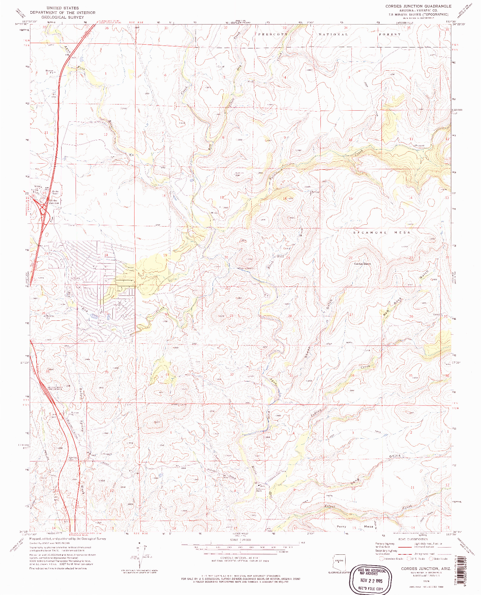 USGS 1:24000-SCALE QUADRANGLE FOR CORDES JUNCTION, AZ 1974