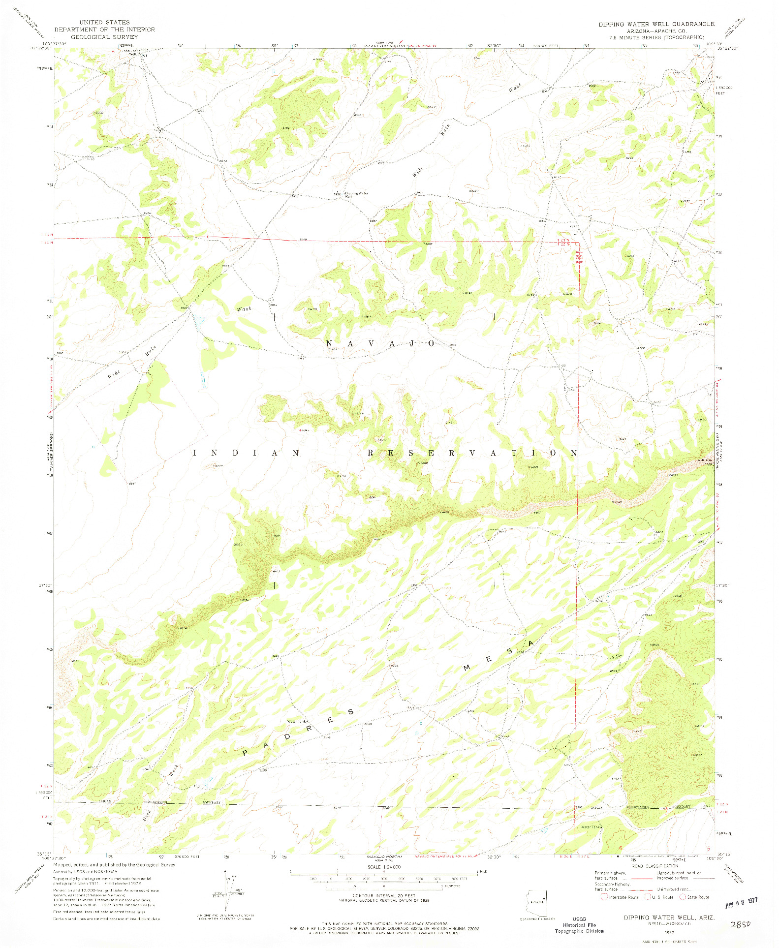 USGS 1:24000-SCALE QUADRANGLE FOR DIPPING WATER WELL, AZ 1972