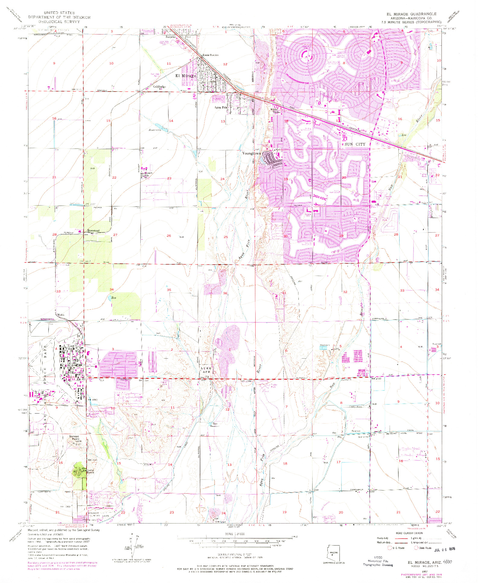 USGS 1:24000-SCALE QUADRANGLE FOR EL MIRAGE, AZ 1957