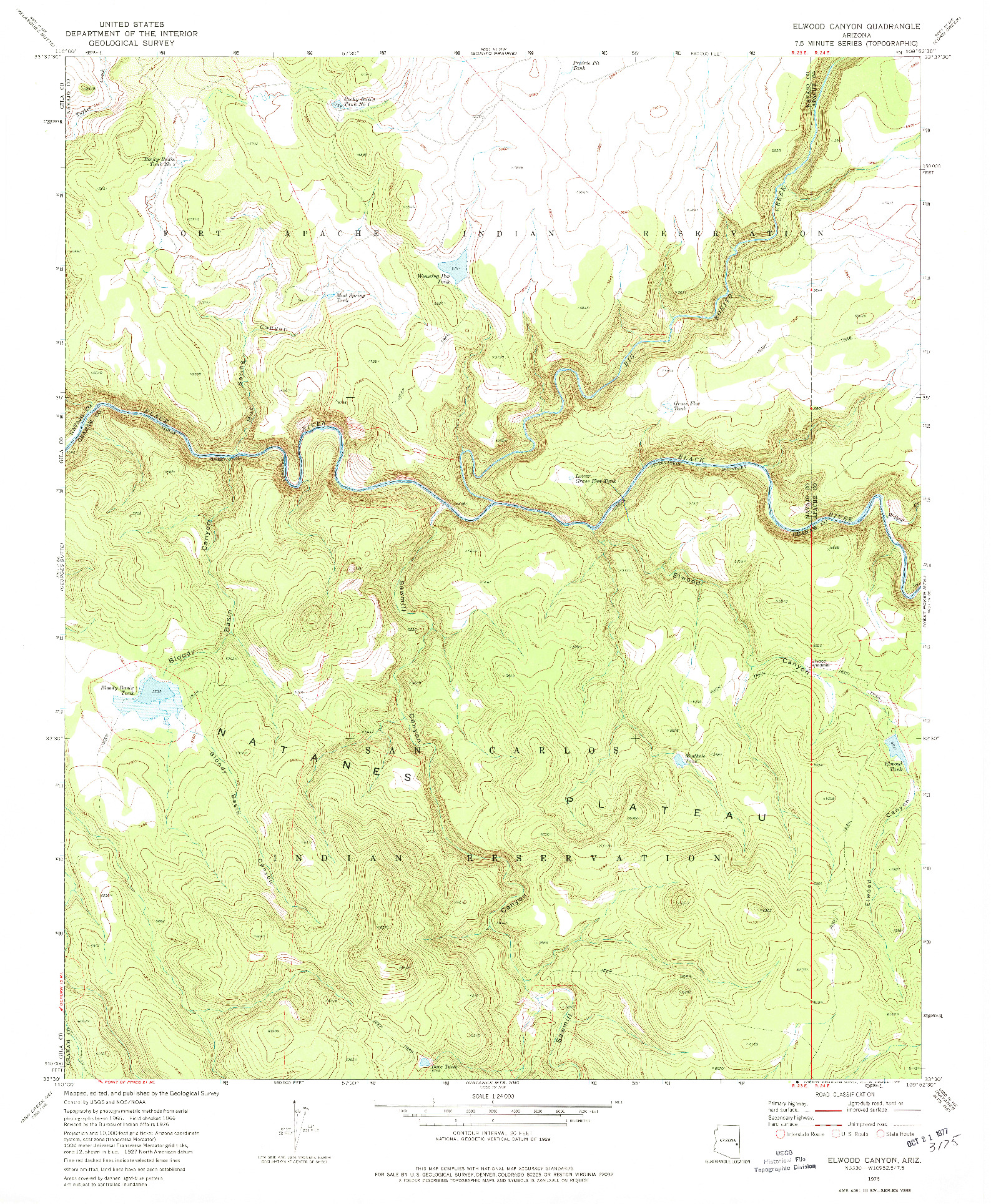 USGS 1:24000-SCALE QUADRANGLE FOR ELWOOD CANYON, AZ 1976